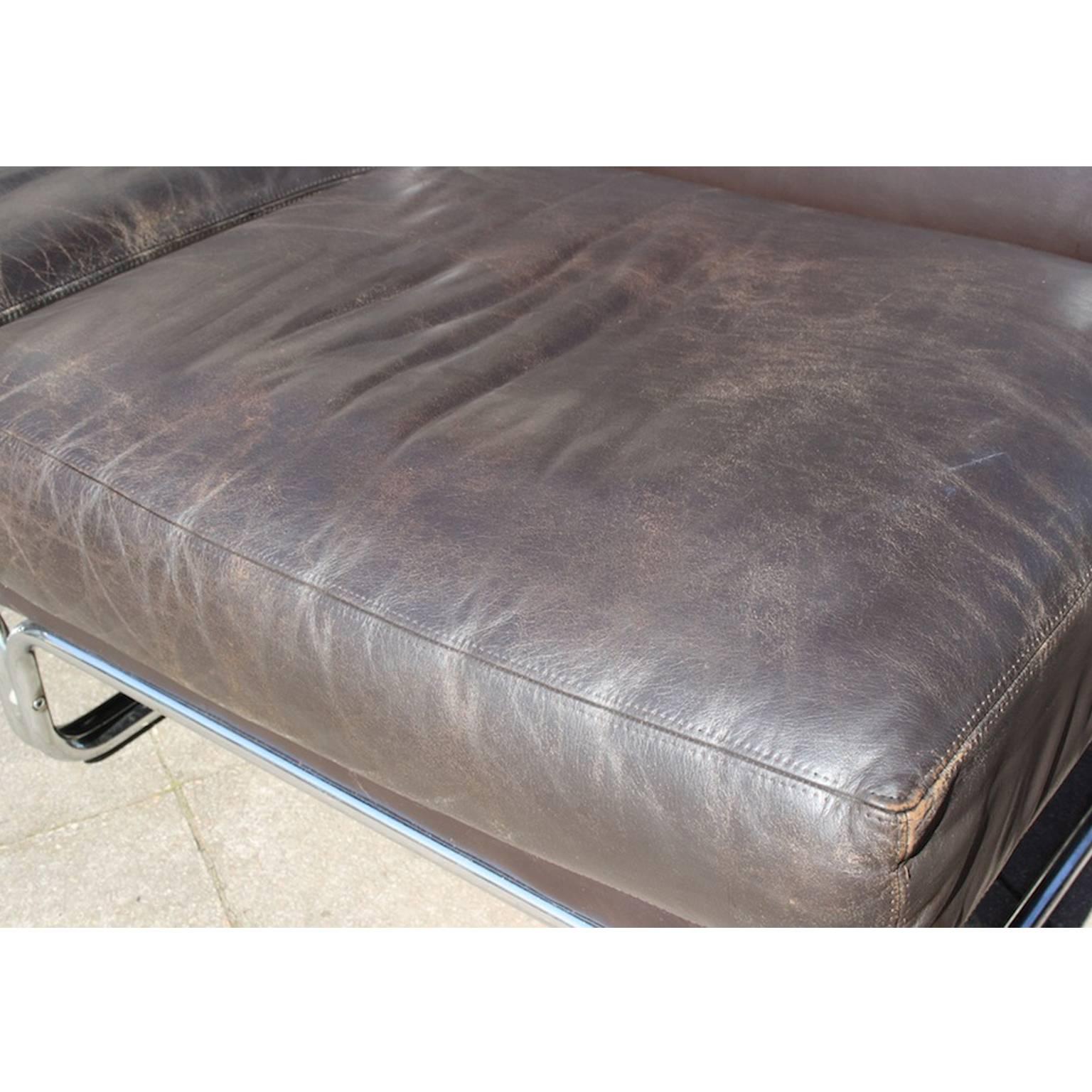 Vintage Leather and Steel Modular Sofa by Topform, Dutch Design, 1970s 1