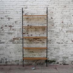 Mid-Century Wall-Unit or Book Shelves Oak and Metal Attributed to Pira, 1960