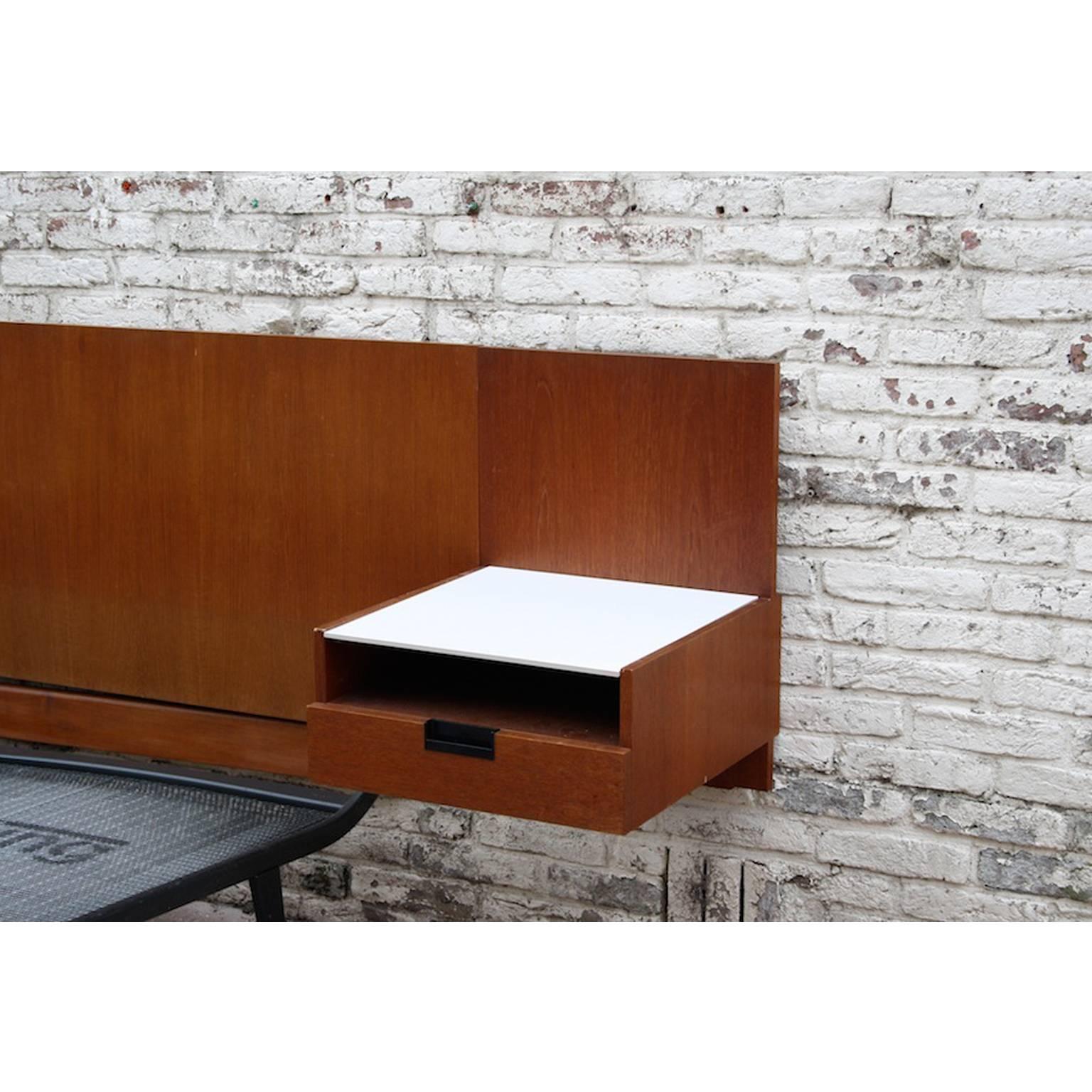 Auping Beds, Pastoe Cees Braakman “LU11” Headboard with “NU11” Nightstands, 1950 For Sale 1