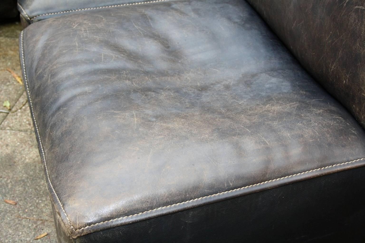 Late 20th Century Sectional Leather Sofa 