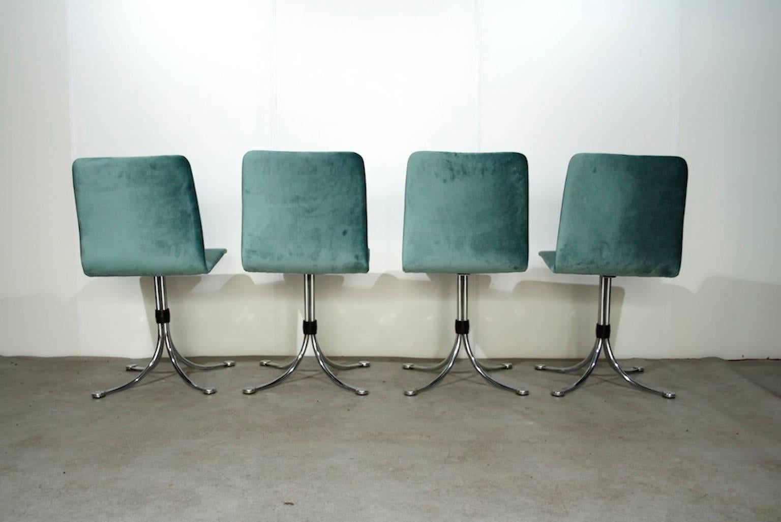 20th Century Brabantia Velvet Dining Chairs, Holland, 1960s For Sale