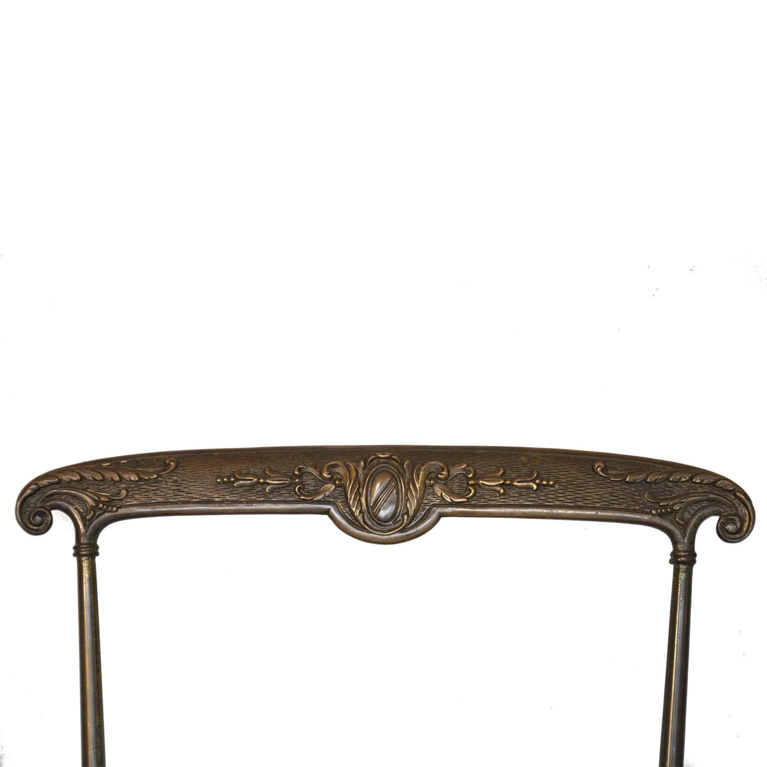 Antique Bronze and Velvet Elegant Dining Chair In Good Condition For Sale In Lijnden, Noord-Holland