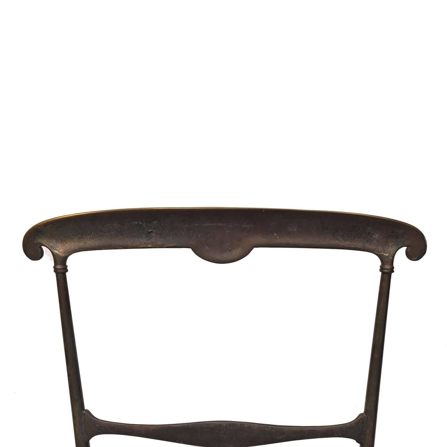 20th Century Antique Bronze and Velvet Elegant Dining Chair For Sale