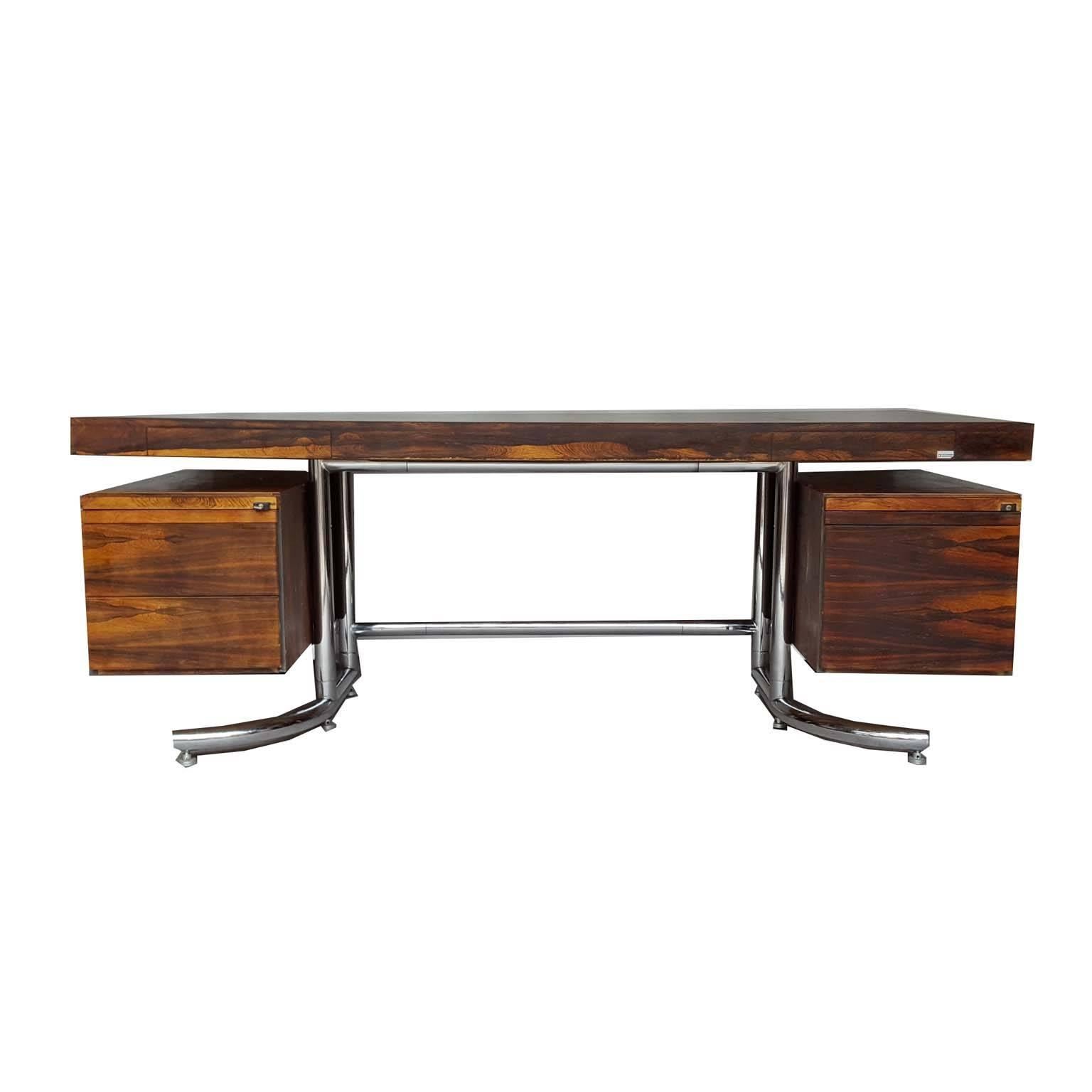 Mid-Century Modern Executive 1974 Office Desk Sets in Rosewood