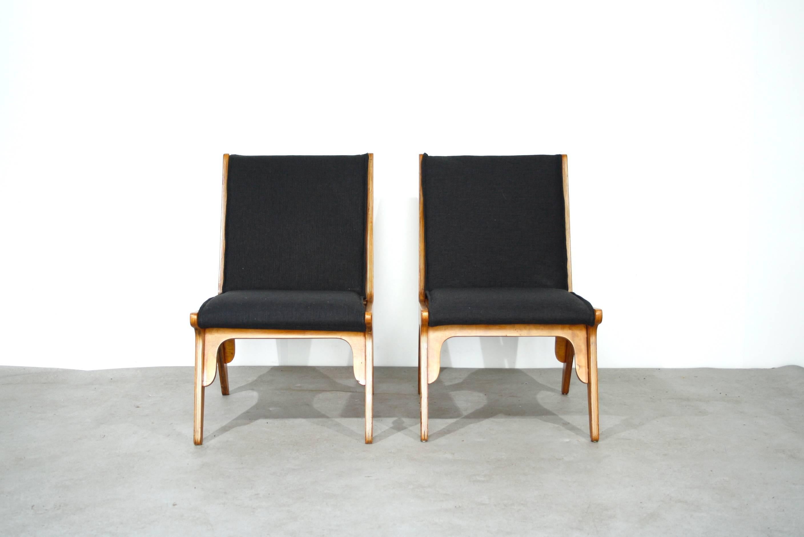 Plywood Pair of “Dordrecht” Lounge Chairs by W Van Gelderen for ’t Spectrum Dutch, 1951