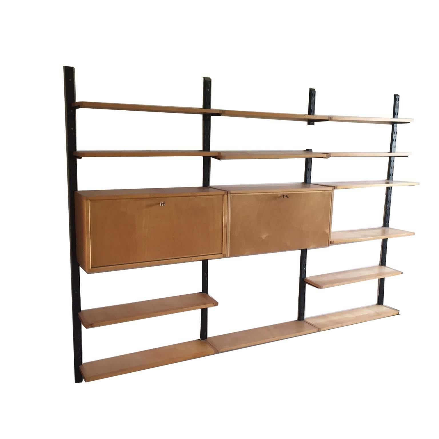 Mid-Century Modern Cees Braakman for Pastoe “Birch Series” Style Wall System, Dutch, 1950s For Sale