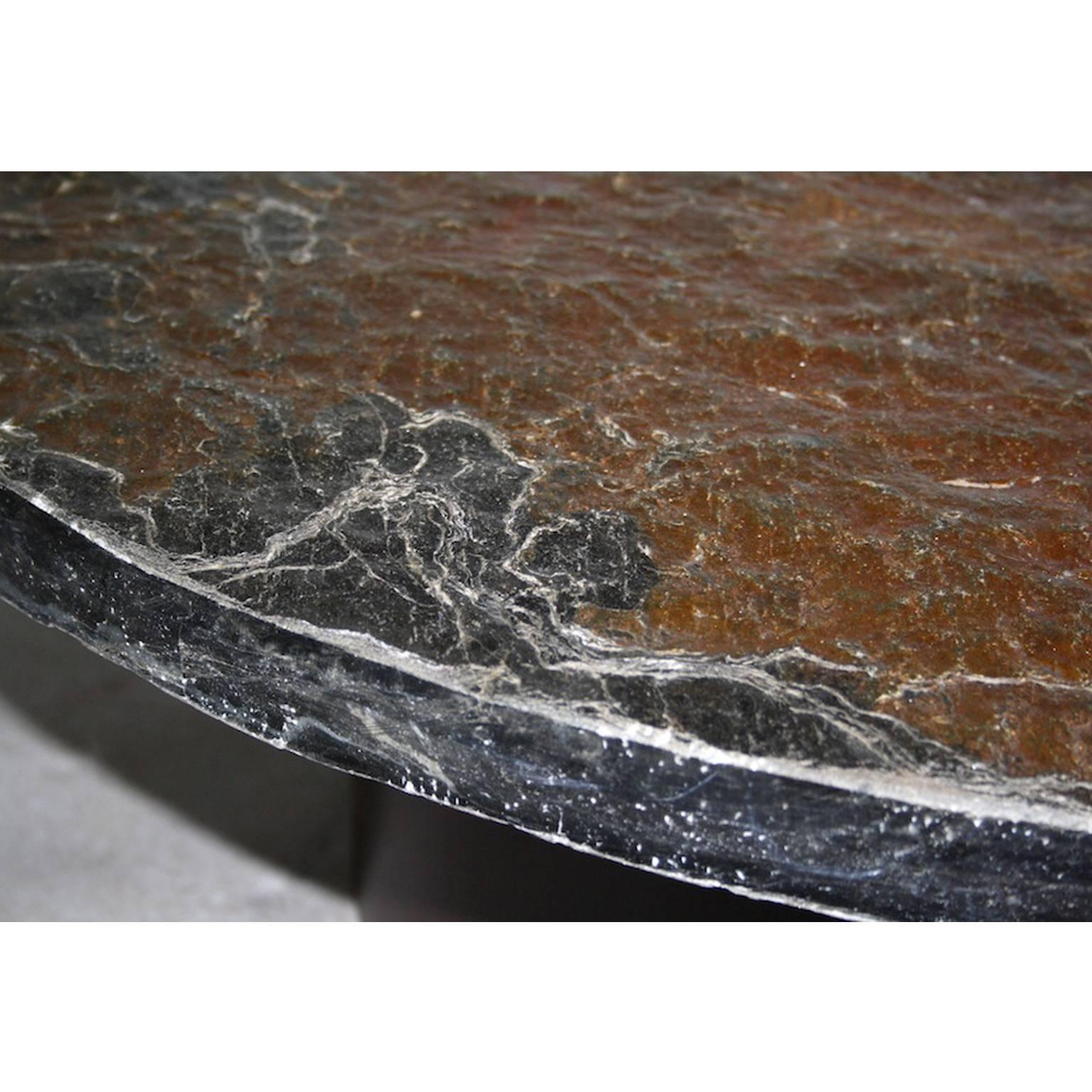 Metal Brutalist Stone Coffee Table in the Style of Paul Kingma, 1960s
