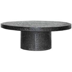 Round Black Brutalist Coffee Table in the Style of Ado Chale