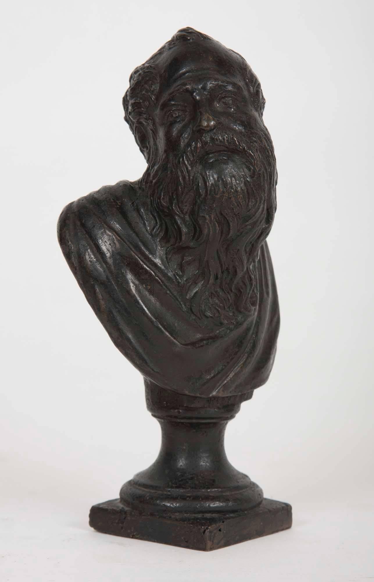 Bronze bust of Aretino, signed. Unidentified signature. 