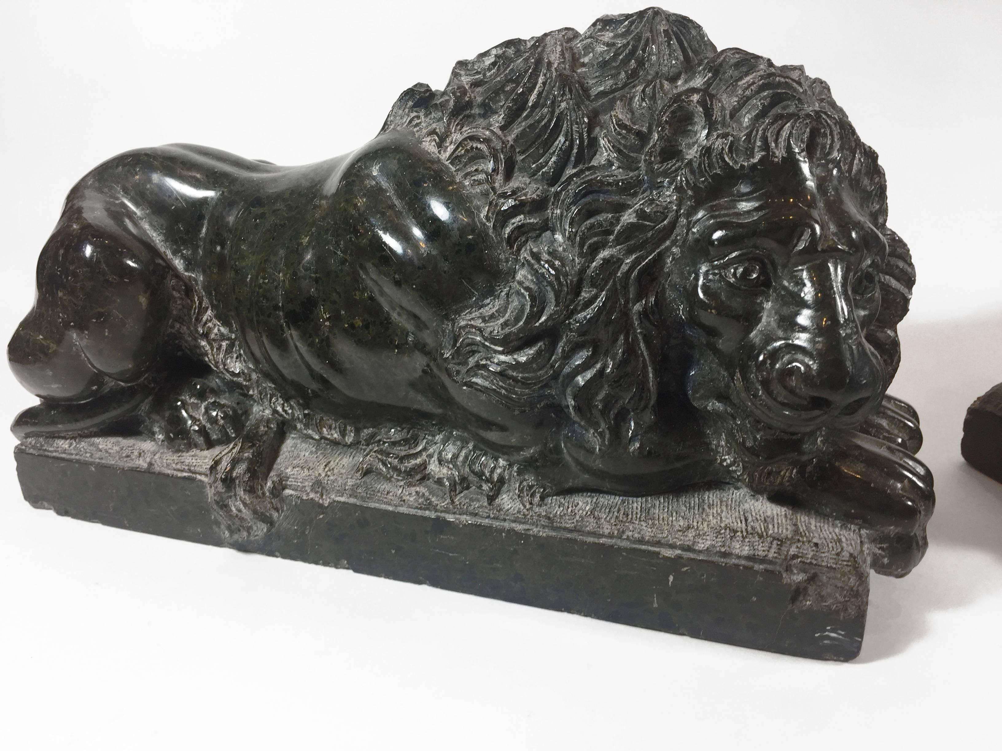 19th Century Pair of Italian Grand Tour Marble Recumbent Lions