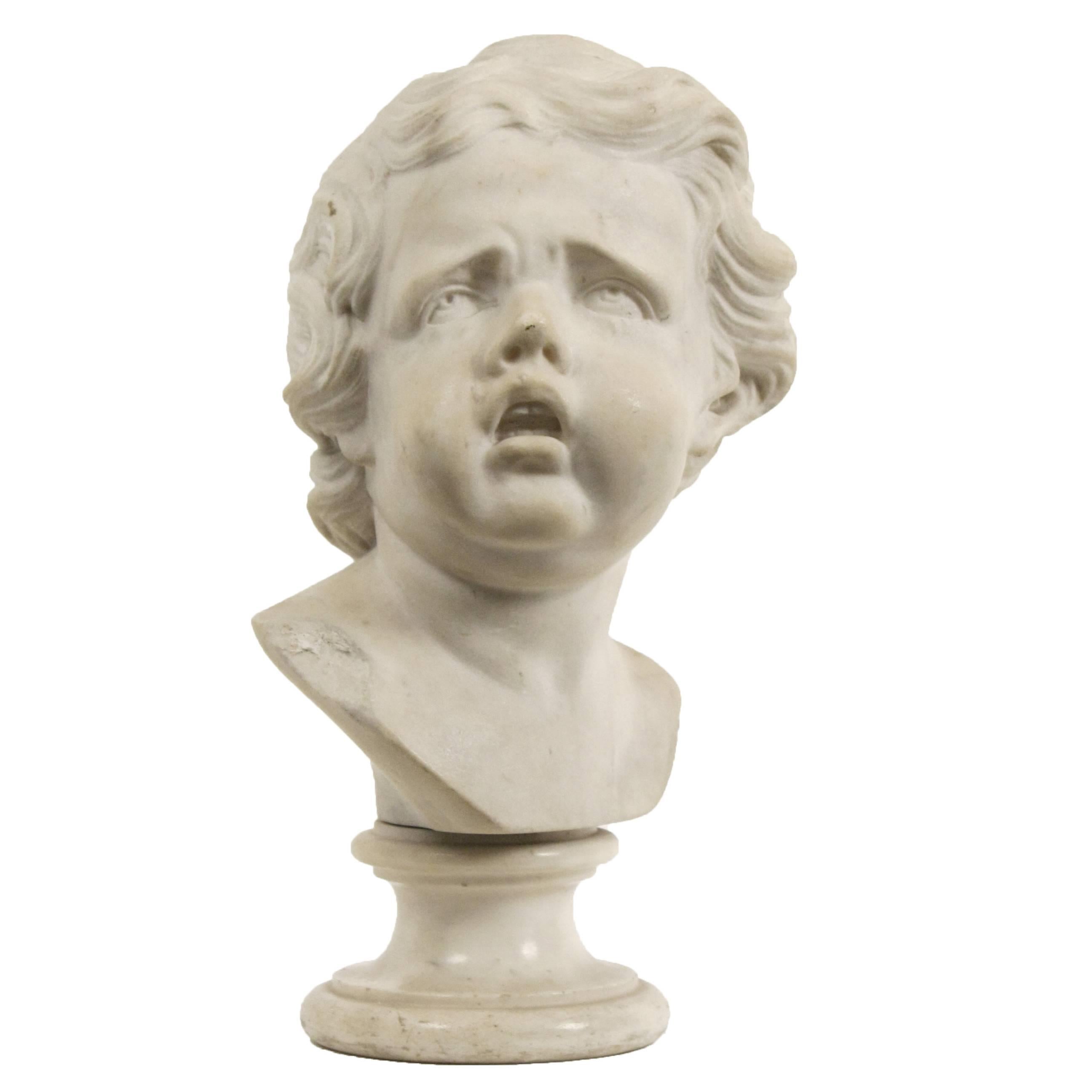 Italian Baroque Marble Head of a Boy
