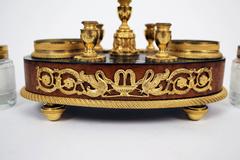 19th Century French Gilt Bronze Burl Fruitwood Encrier