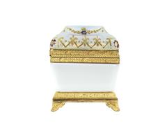 19th Century French Opaline Empire Gilt Bronze Mounted Box