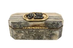 Russian Gold and Diamond Mounted Hardstone Snuff Box