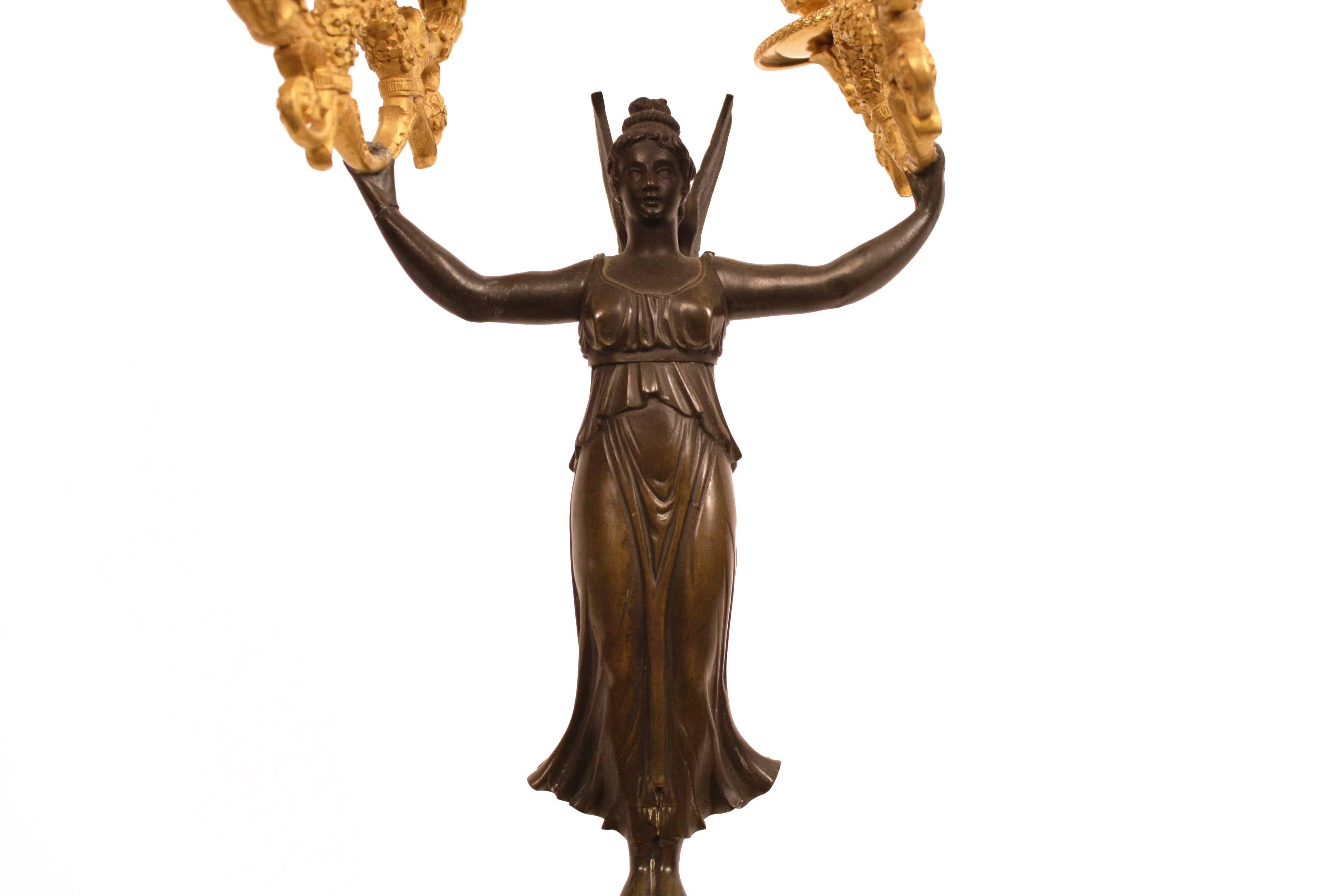 Pair of Early 19th Century Gilt Bronze Figural Candelabra In Fair Condition In New York, NY