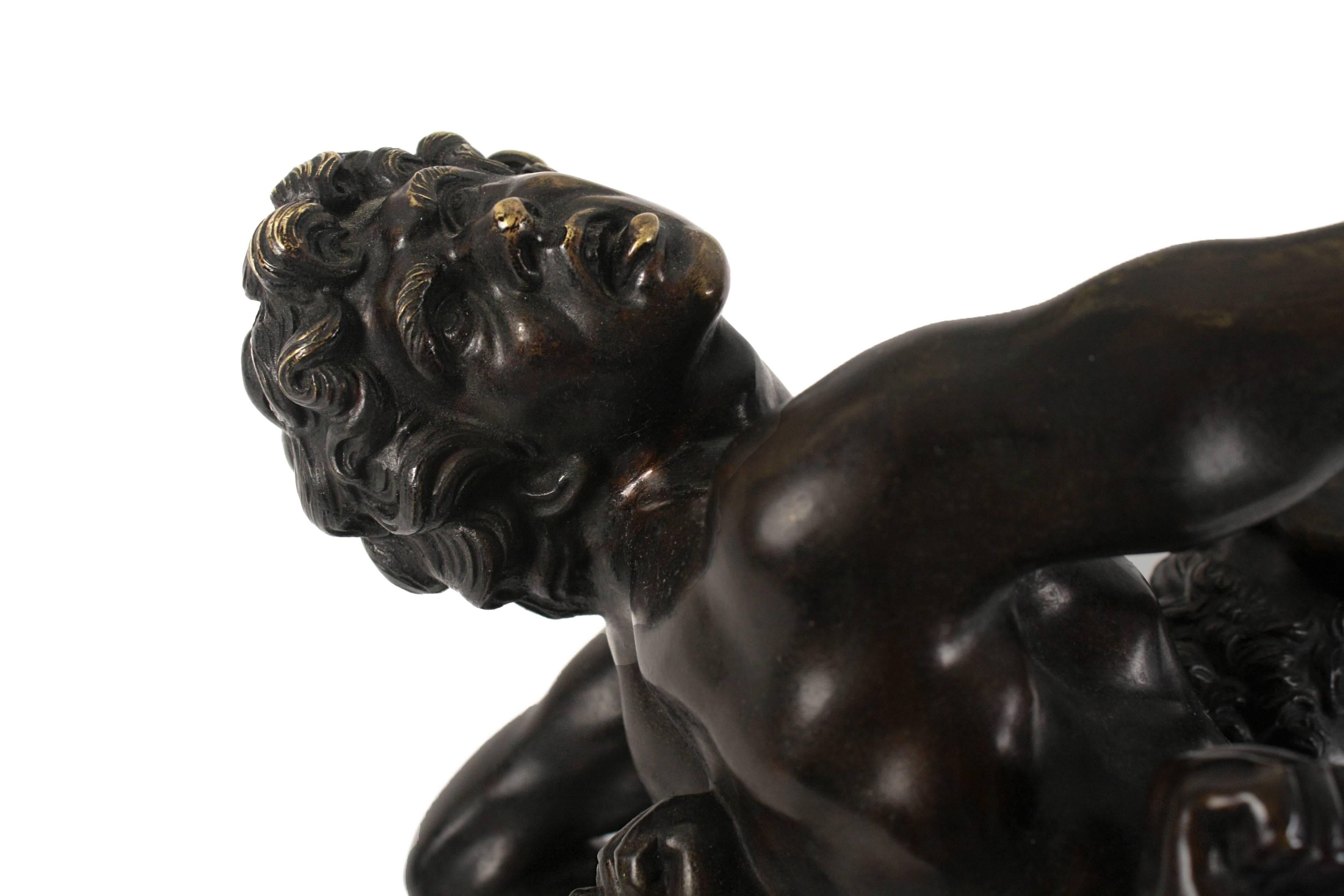 Baroque Italian Barqoue Bronze Sculpture of Hercules and Antaeus