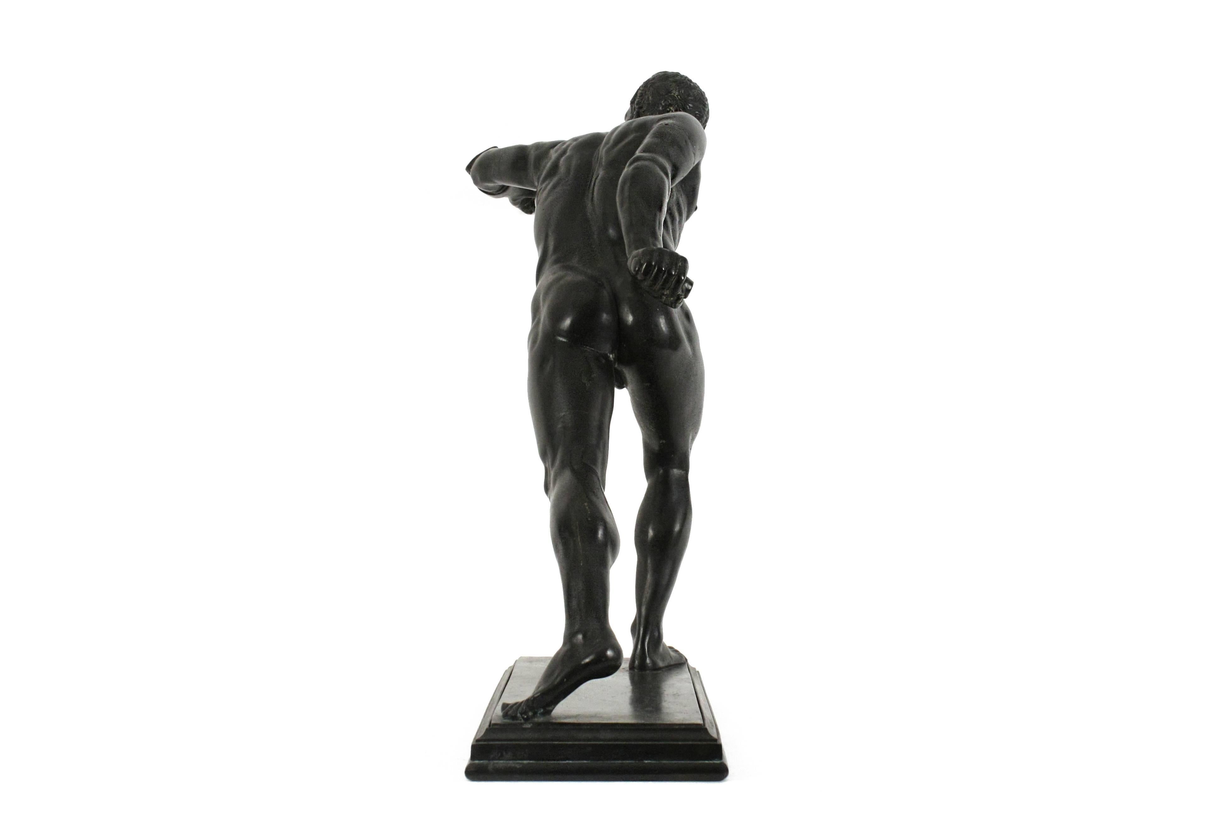 Patinated Large 19th Century Bronze Sculpture of Borghese Gladiator For Sale