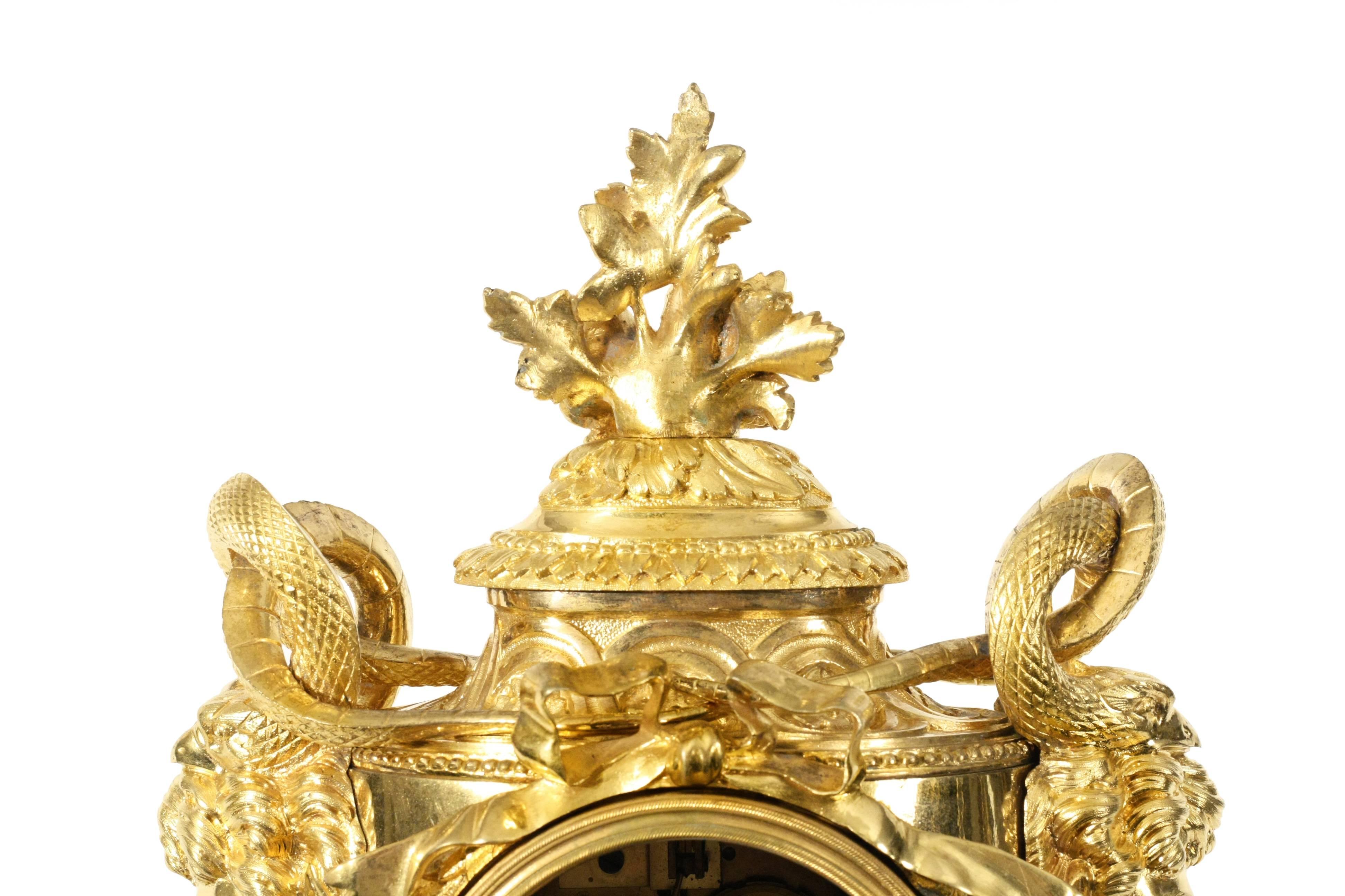 Louis XVI Style Ormolu Mantel Clock In Good Condition In New York, NY