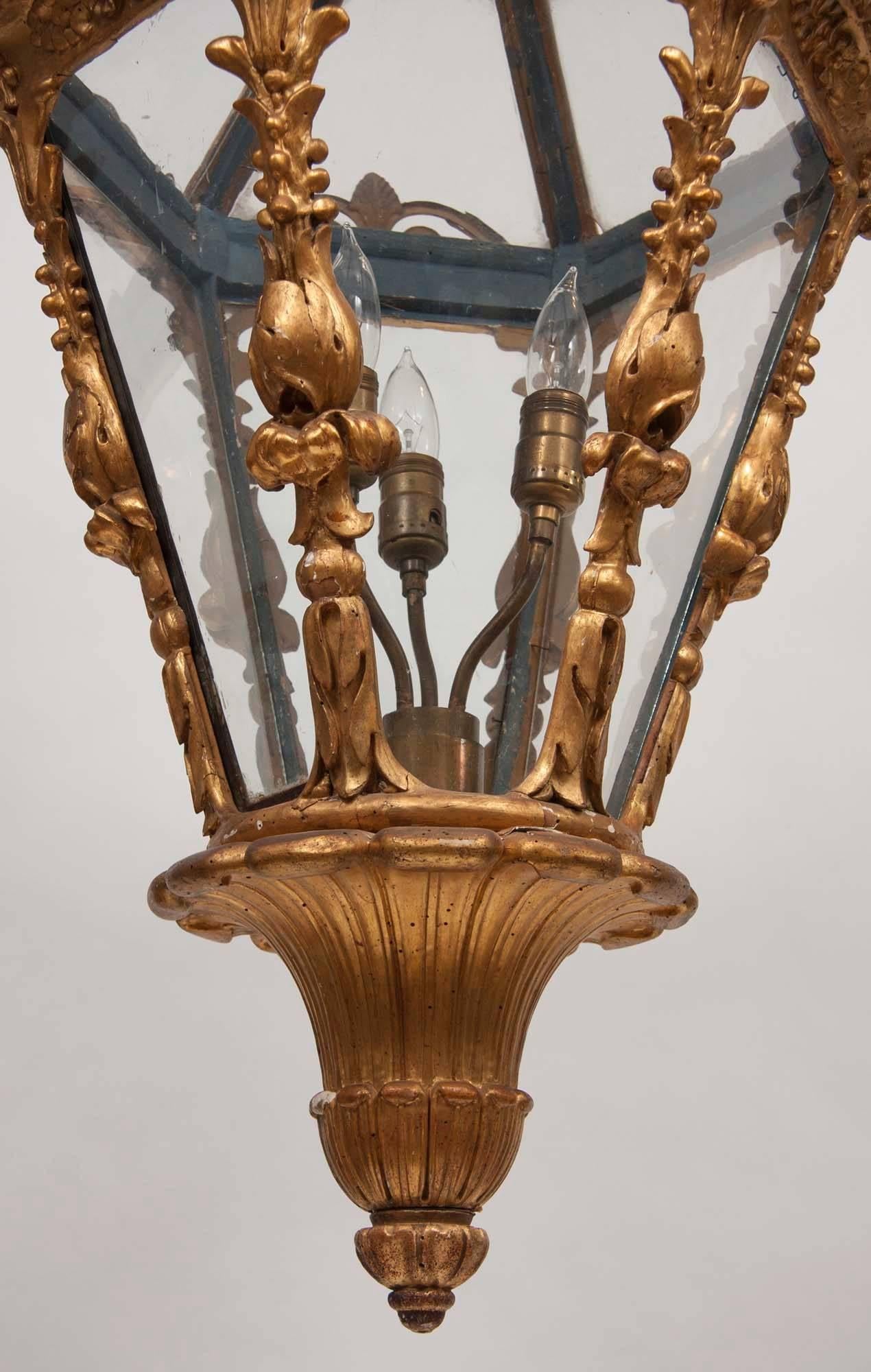 Baroque Late 18th Century Italian Giltwood Lantern For Sale