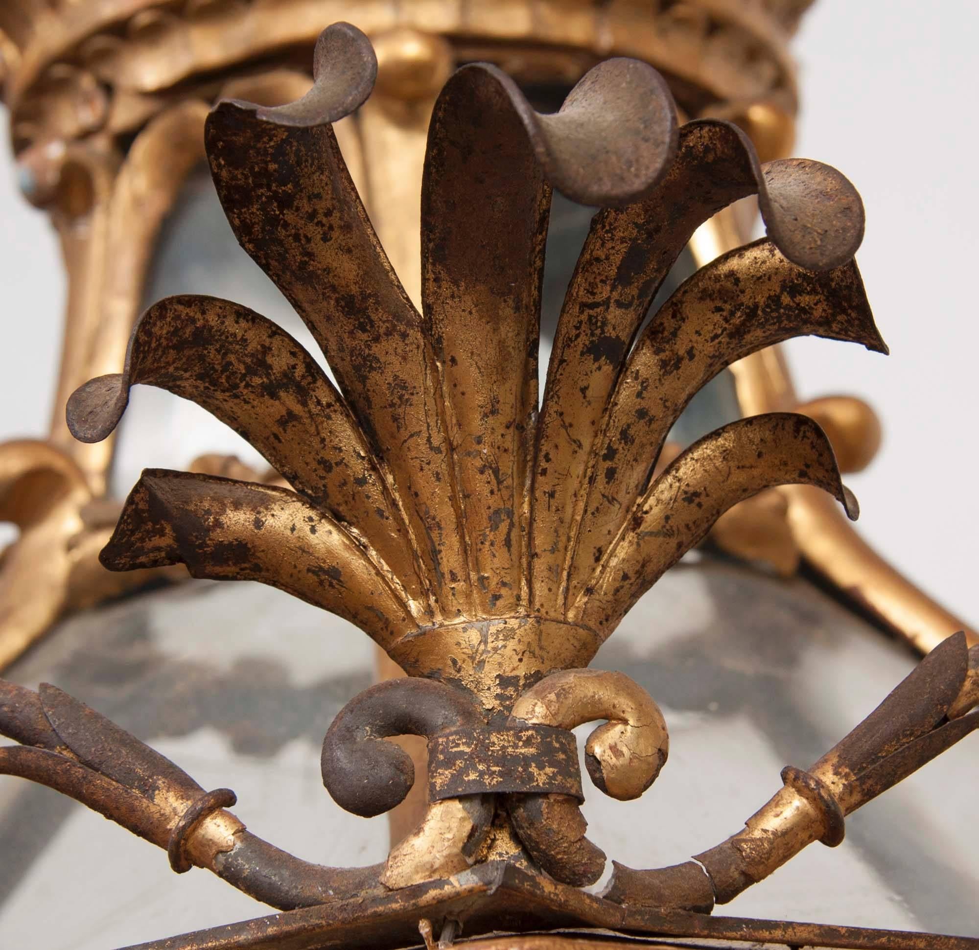 Lanterne italienne en bois doré de la fin du XVIIIe siècle en vente 1