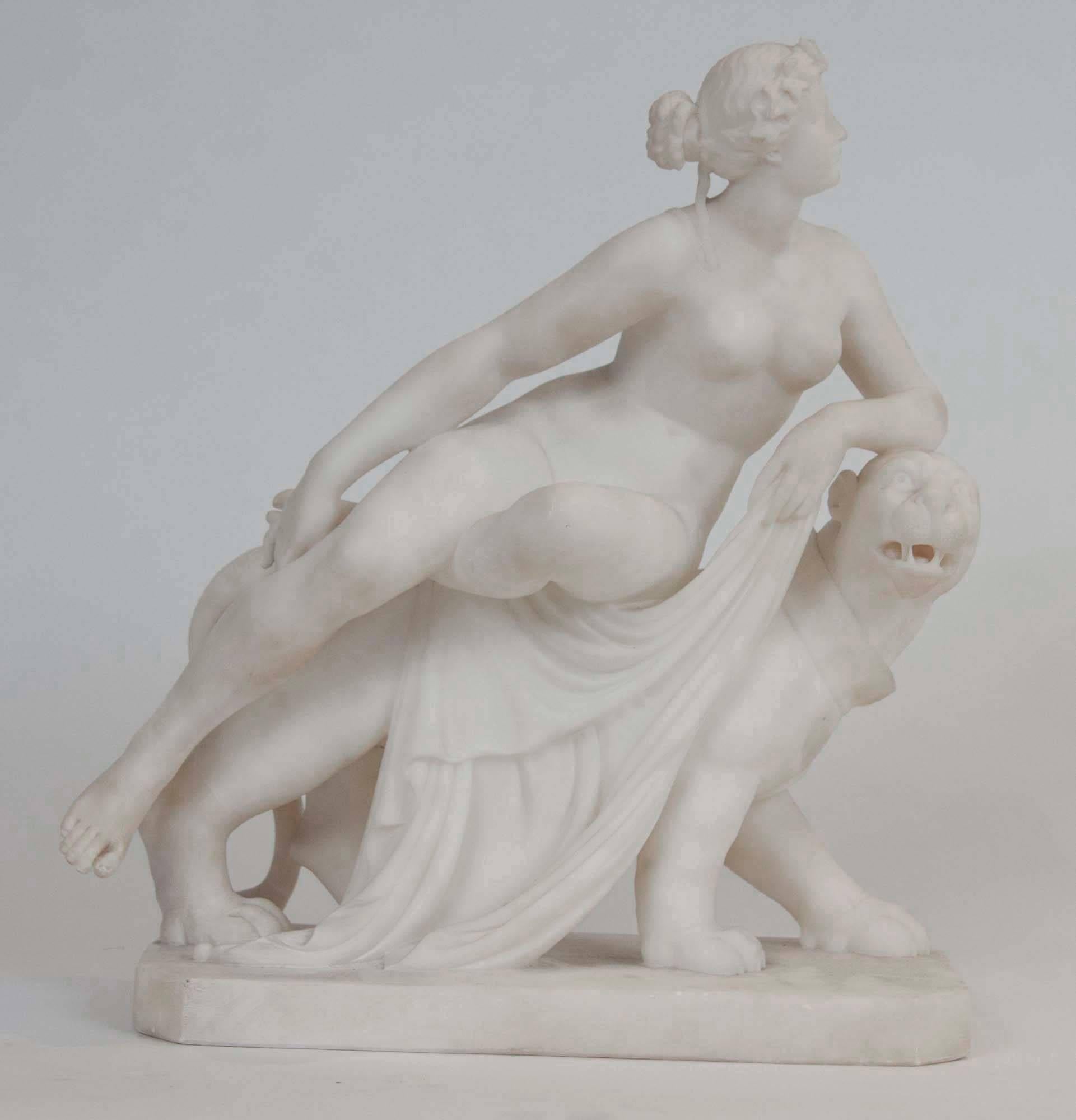 figure néoclassique italienne en marbre blanc du XIXe siècle d'après Dannecker.