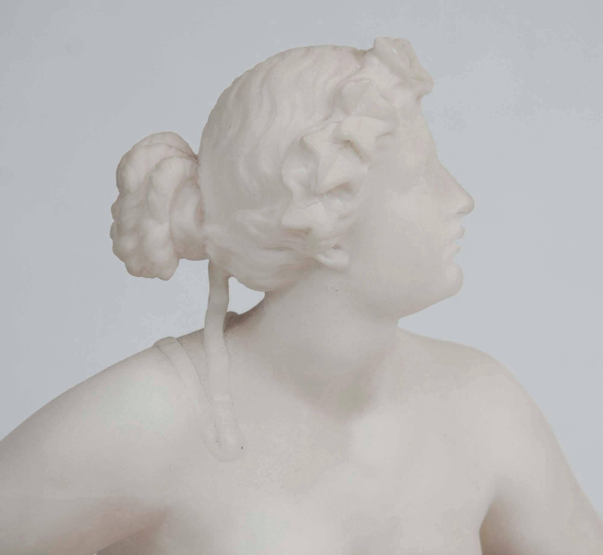XIXe siècle Sculpture en marbre d'Ariane assise sur une panthère en vente