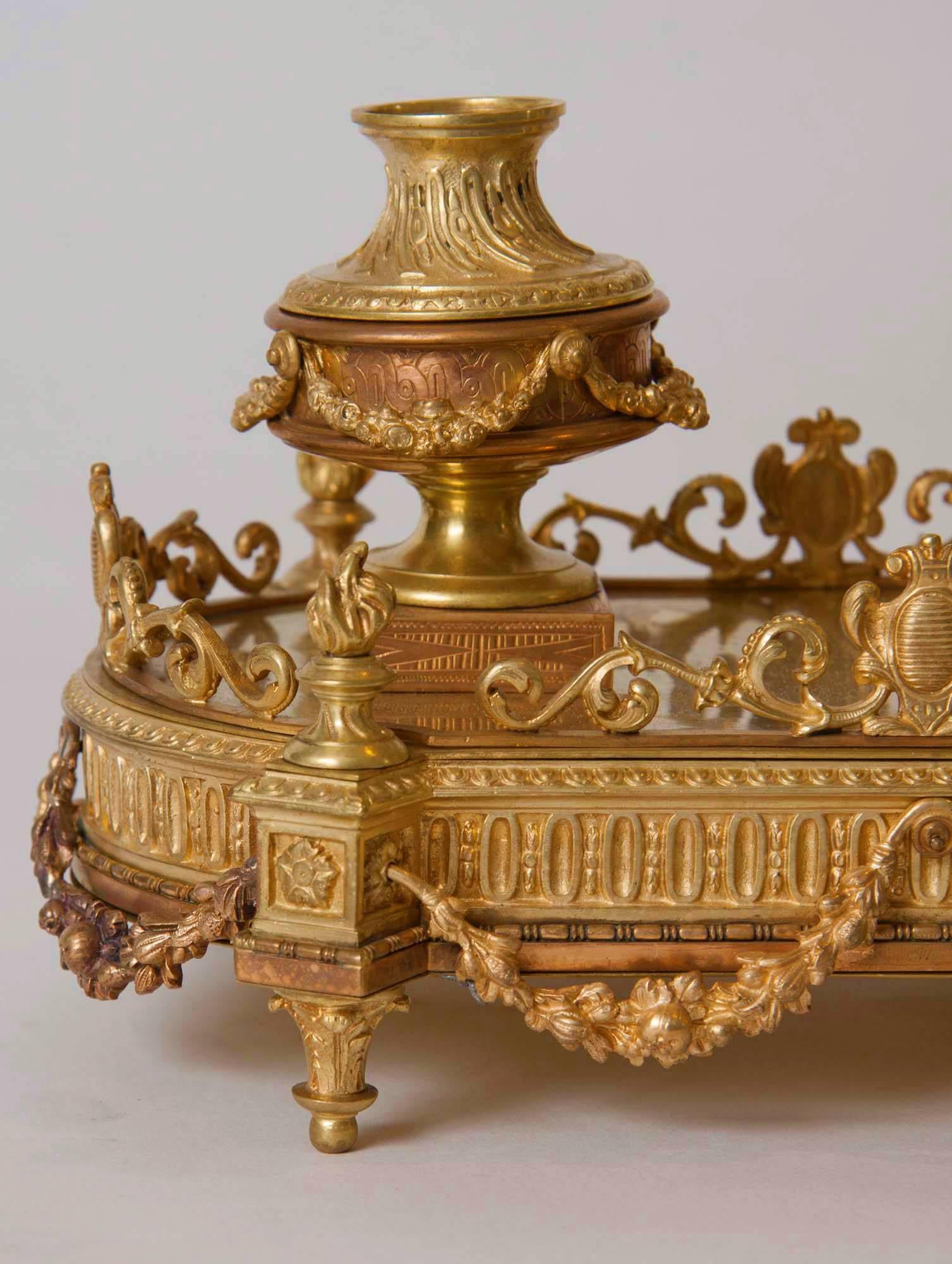 19th Century Gilt Bronze Inkwell In Good Condition In New York, NY