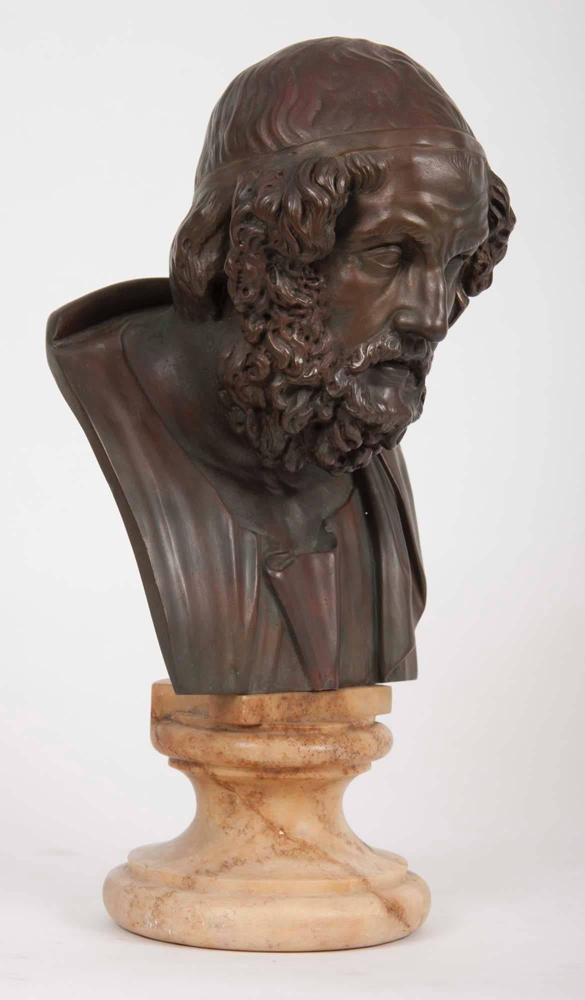 Italian 19th Century Bronze Bust of Homer