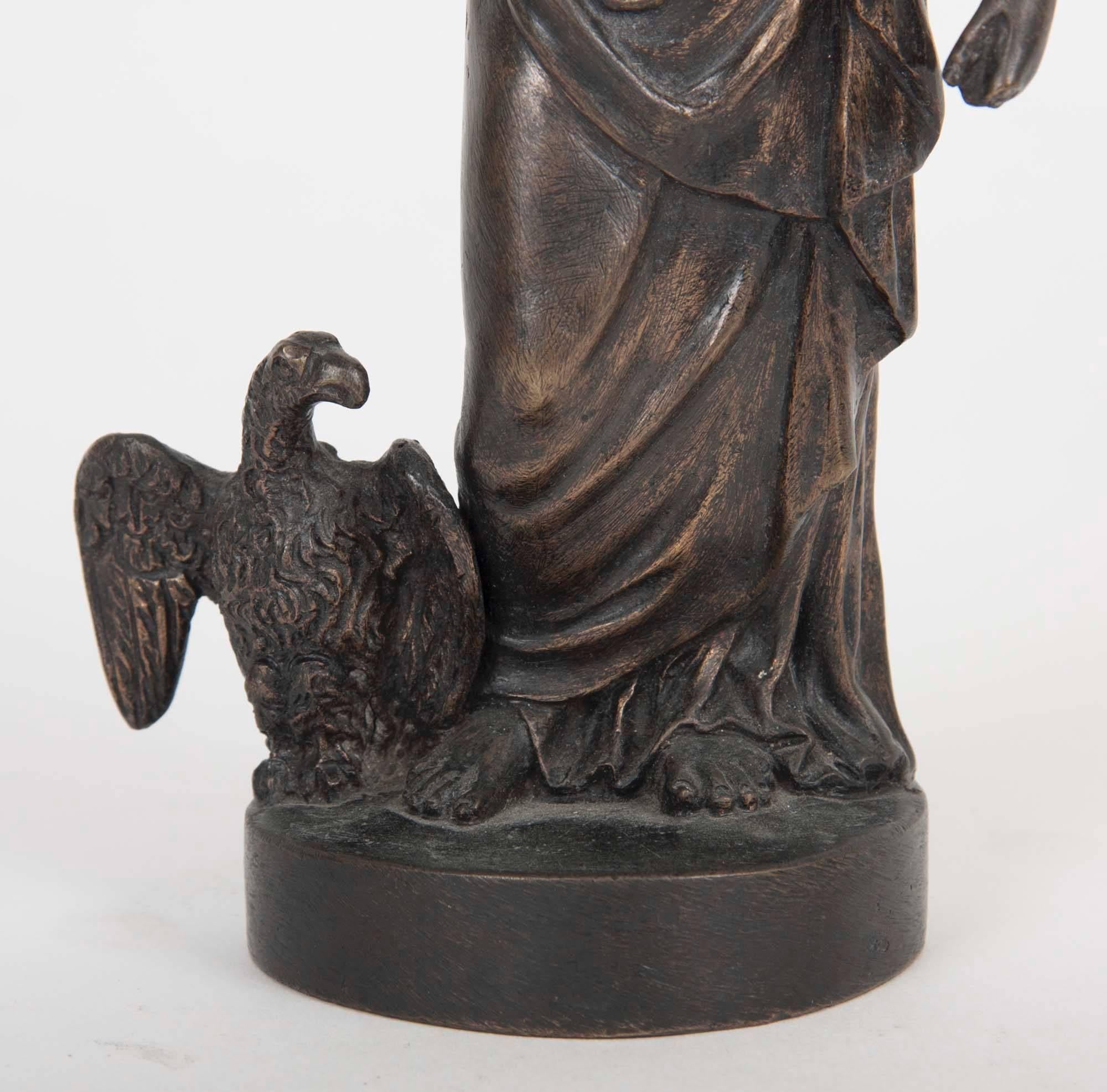 Patinated 18th Century Figural Bronze Sculpture of Zeus  For Sale