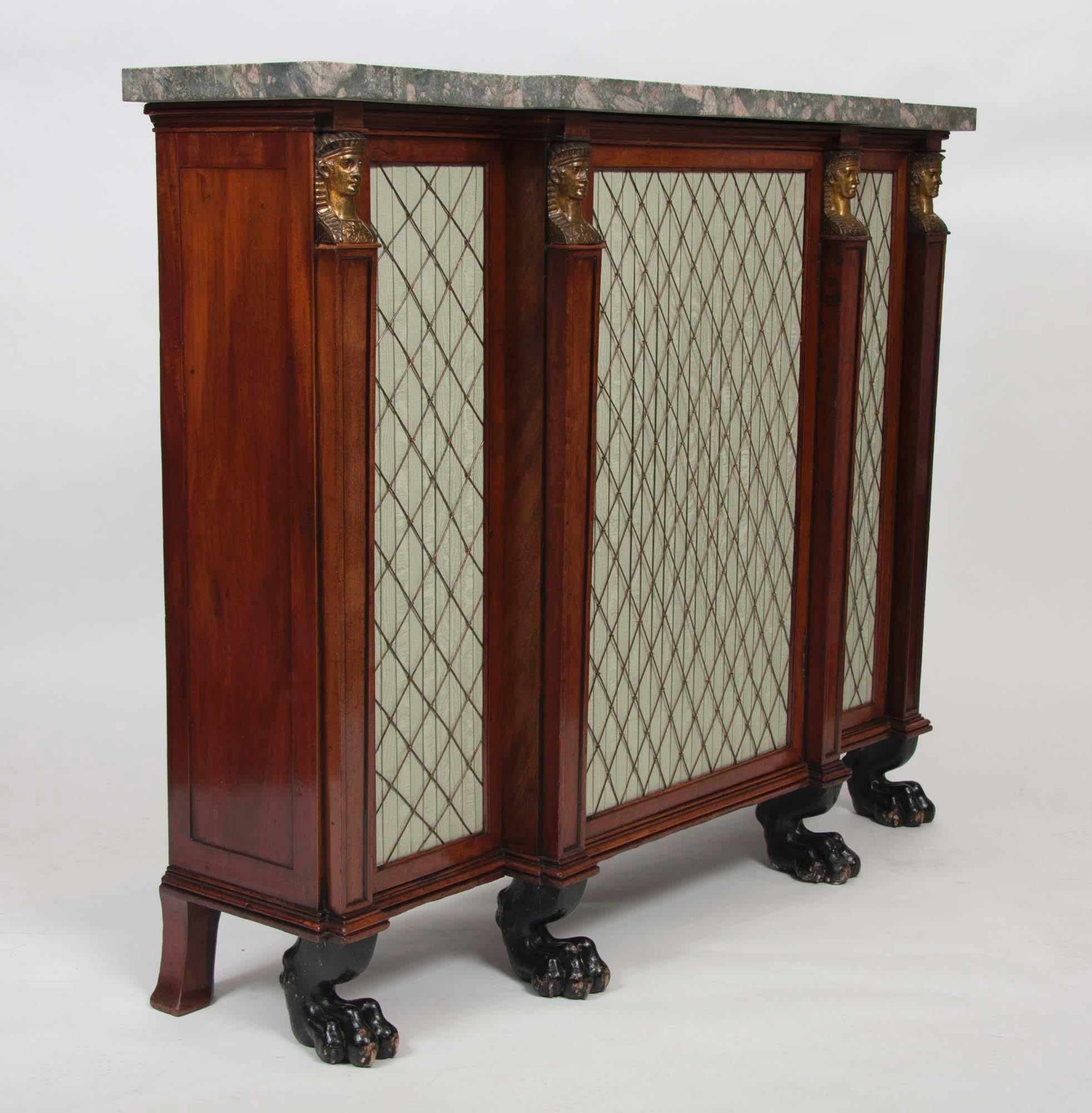 Fine Regency Gilt Bronze-Mounted Parcel Gilt Rosewood Side Cabinet In Good Condition For Sale In New York, NY