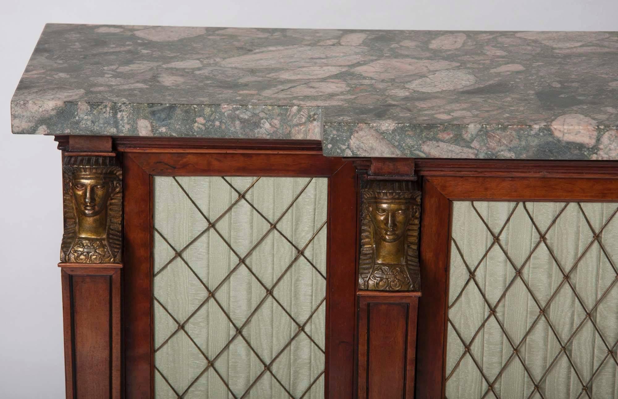 English Fine Regency Gilt Bronze-Mounted Parcel Gilt Rosewood Side Cabinet For Sale