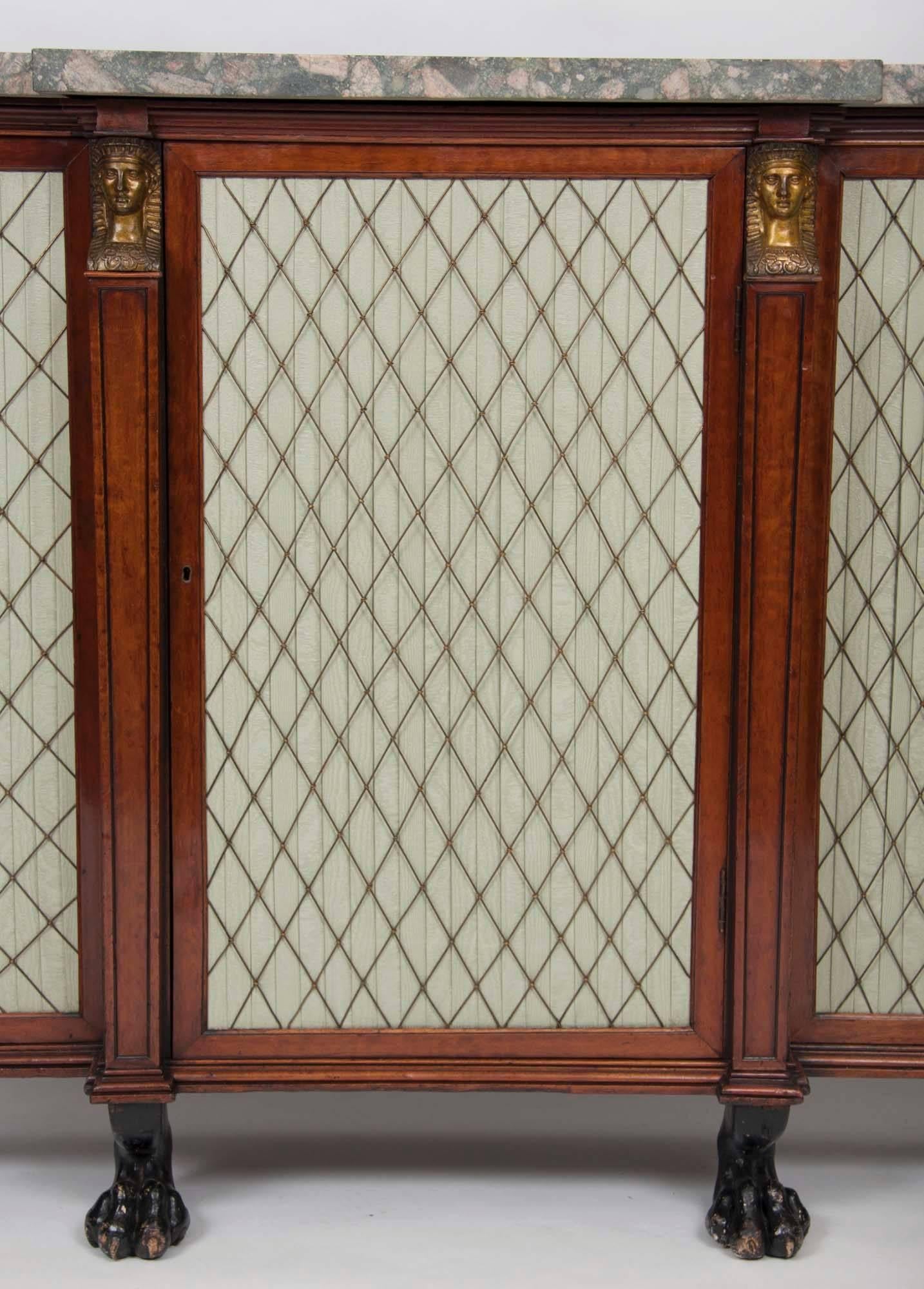 Hand-Carved Fine Regency Gilt Bronze-Mounted Parcel Gilt Rosewood Side Cabinet For Sale