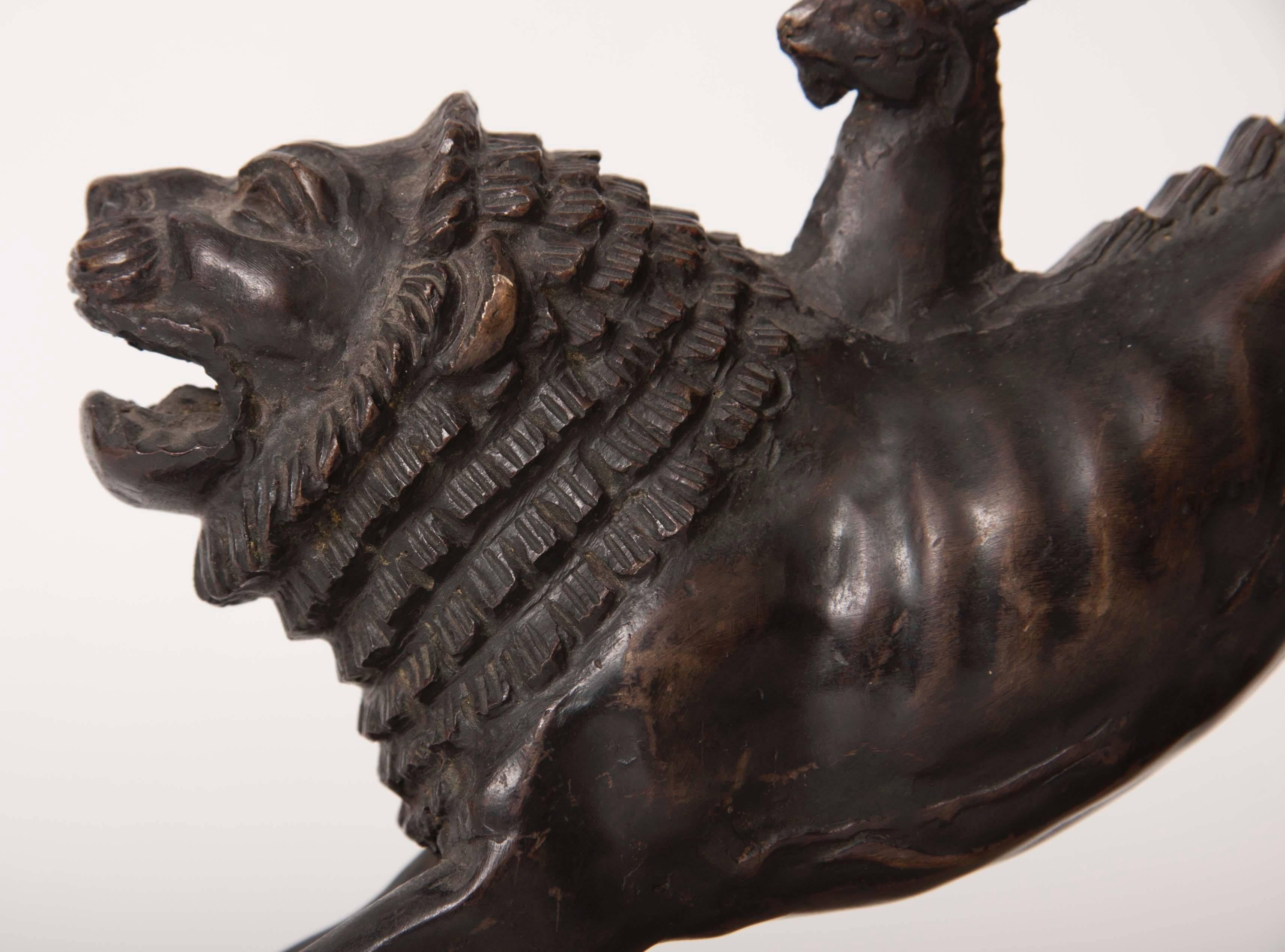 Italian 19th century Patinated Bronze Model of the Chimera of Arezzo 