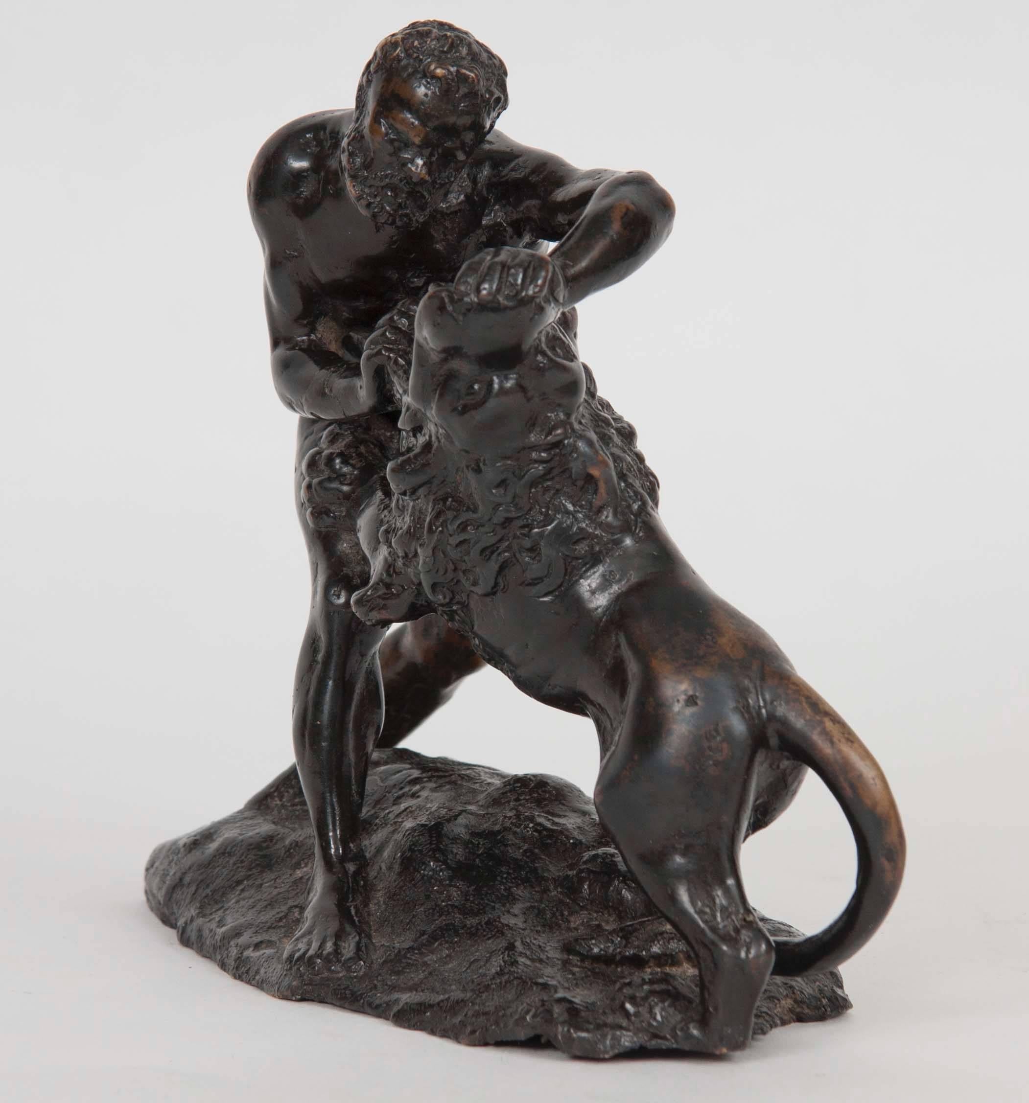 Bronze Group of Hercules and the Nemean Lion In Good Condition In New York, NY