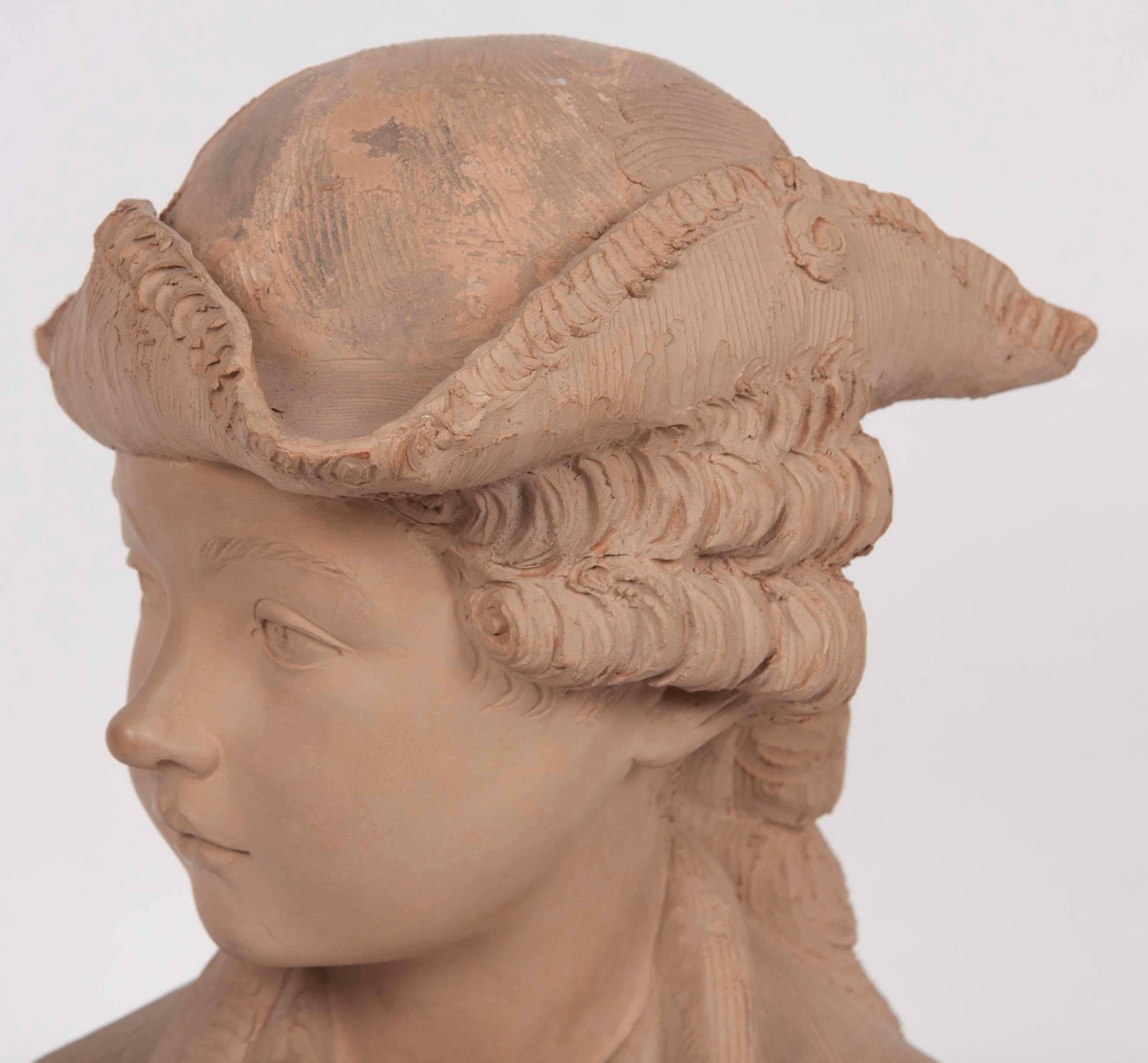 Terre cuite Paire de bustes français en terre cuite du 19ème siècle en vente