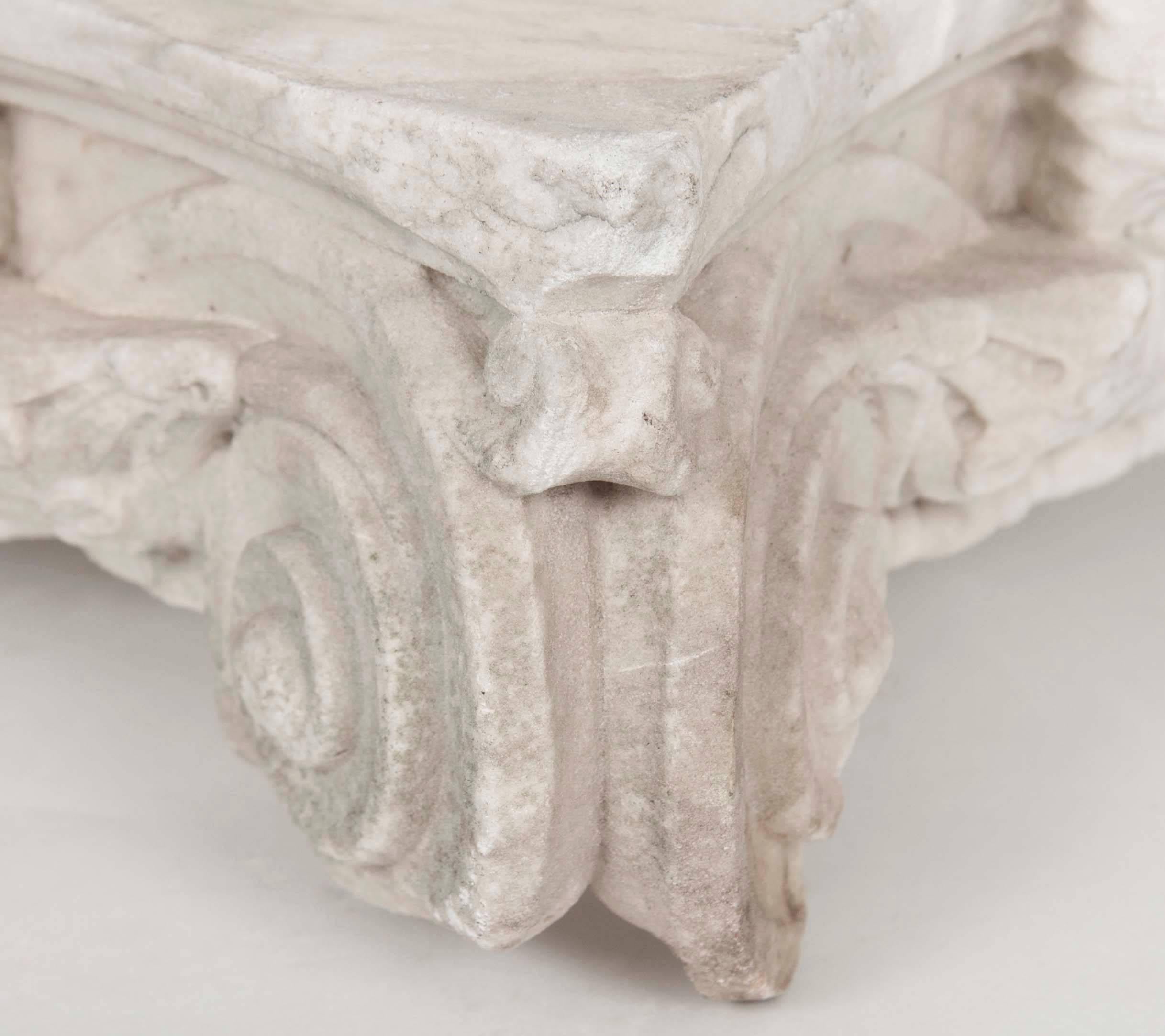 Classical Roman Pair of Italian White Marble Capital Fragments