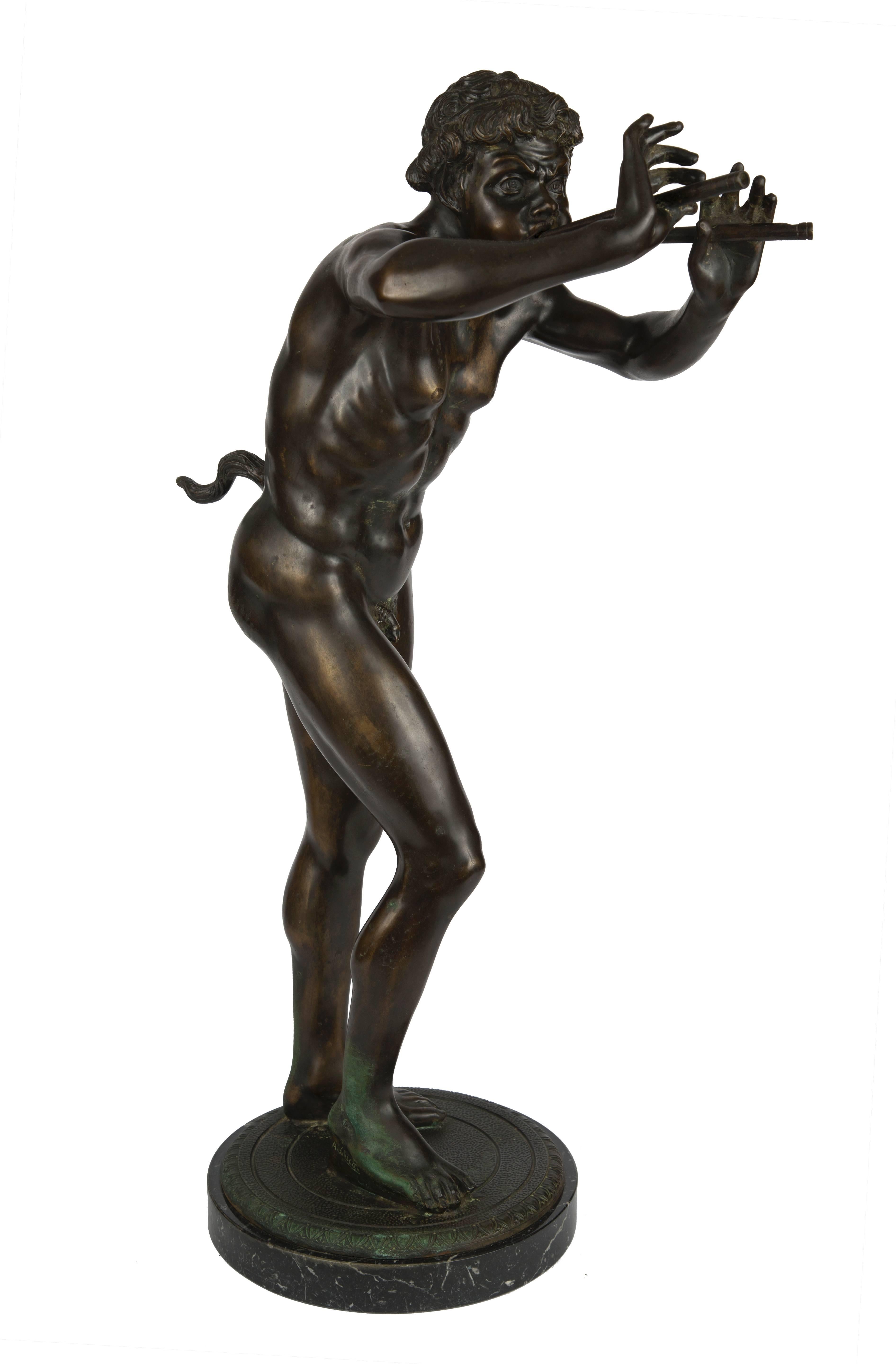 Große Bronze-Grand-Tour-Statue der Pan (Patiniert) im Angebot