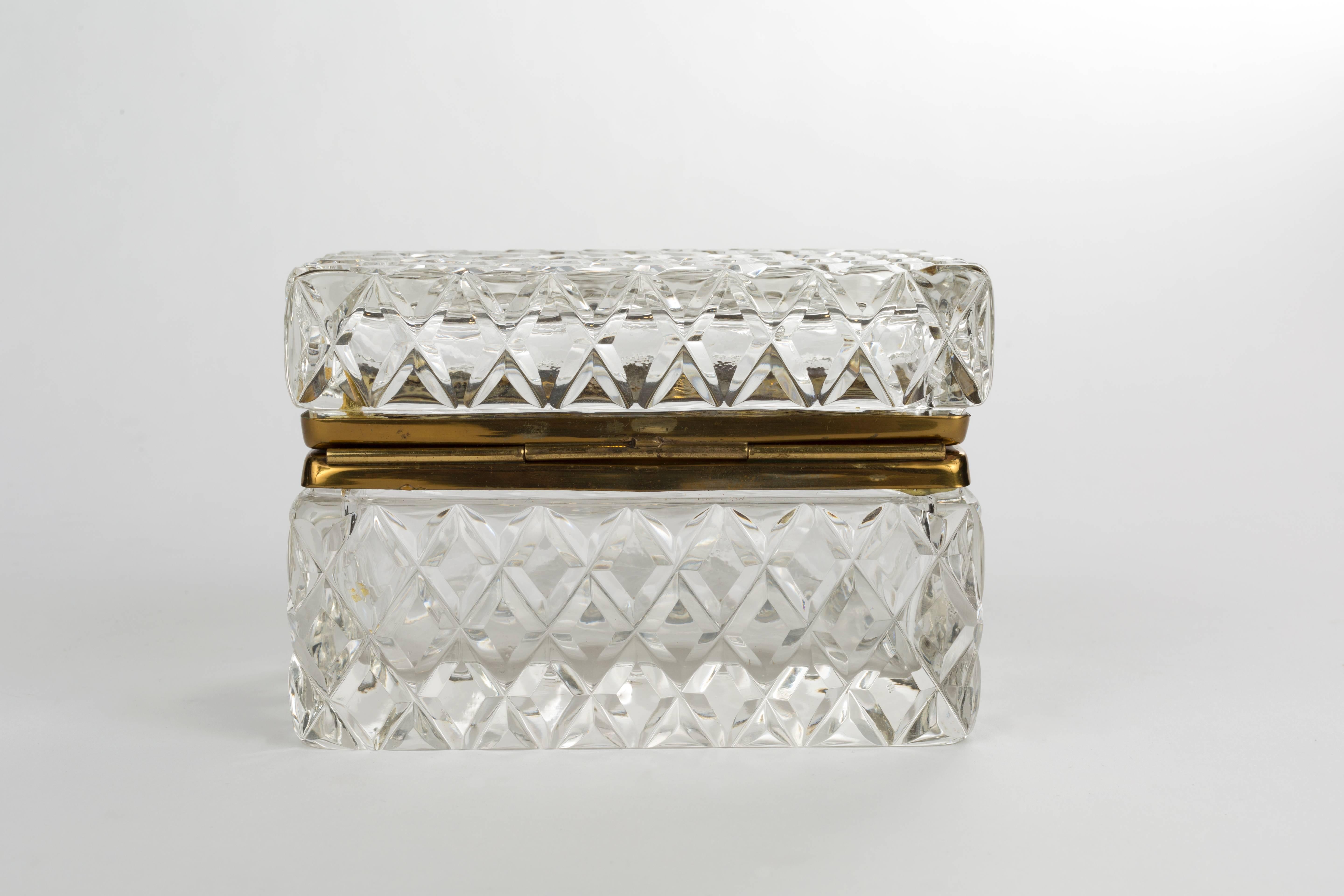 European Cut Crystal and Bronze Jewelry Casket Box