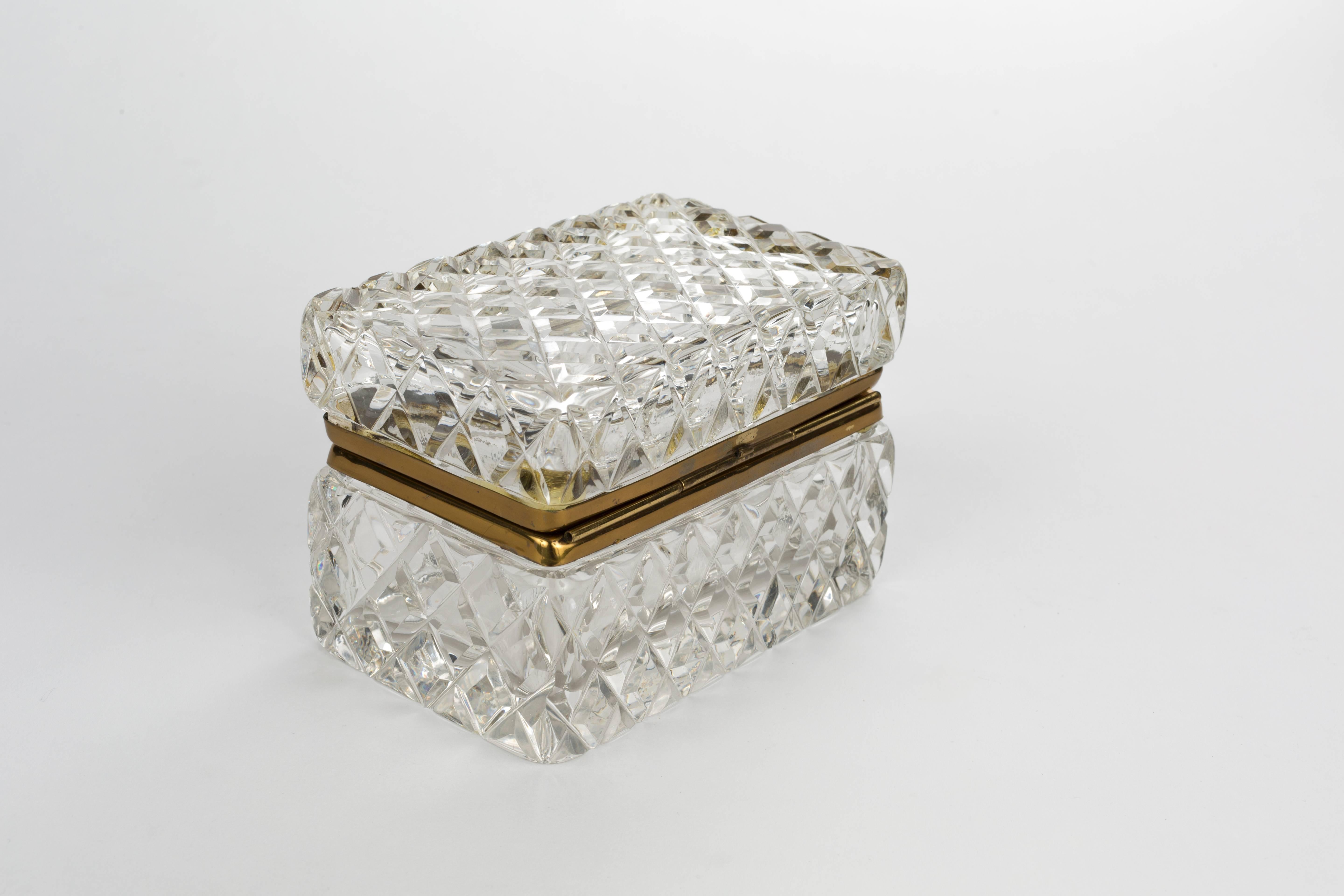 Cut crystal and bronze jewelry casket box possibly Baccarat.