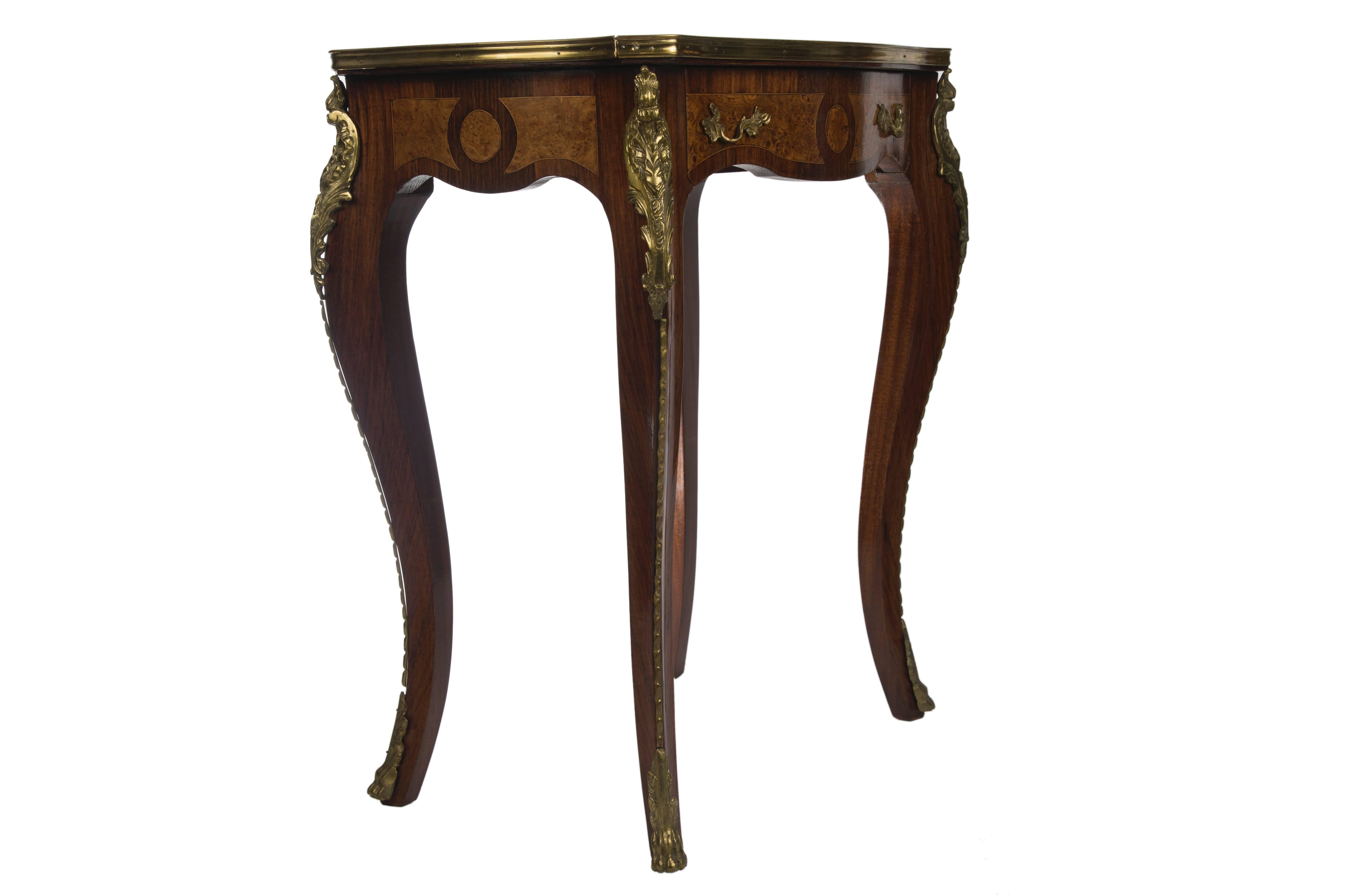 Inlay Pair of Louis XV Style Marquetry Side Tables