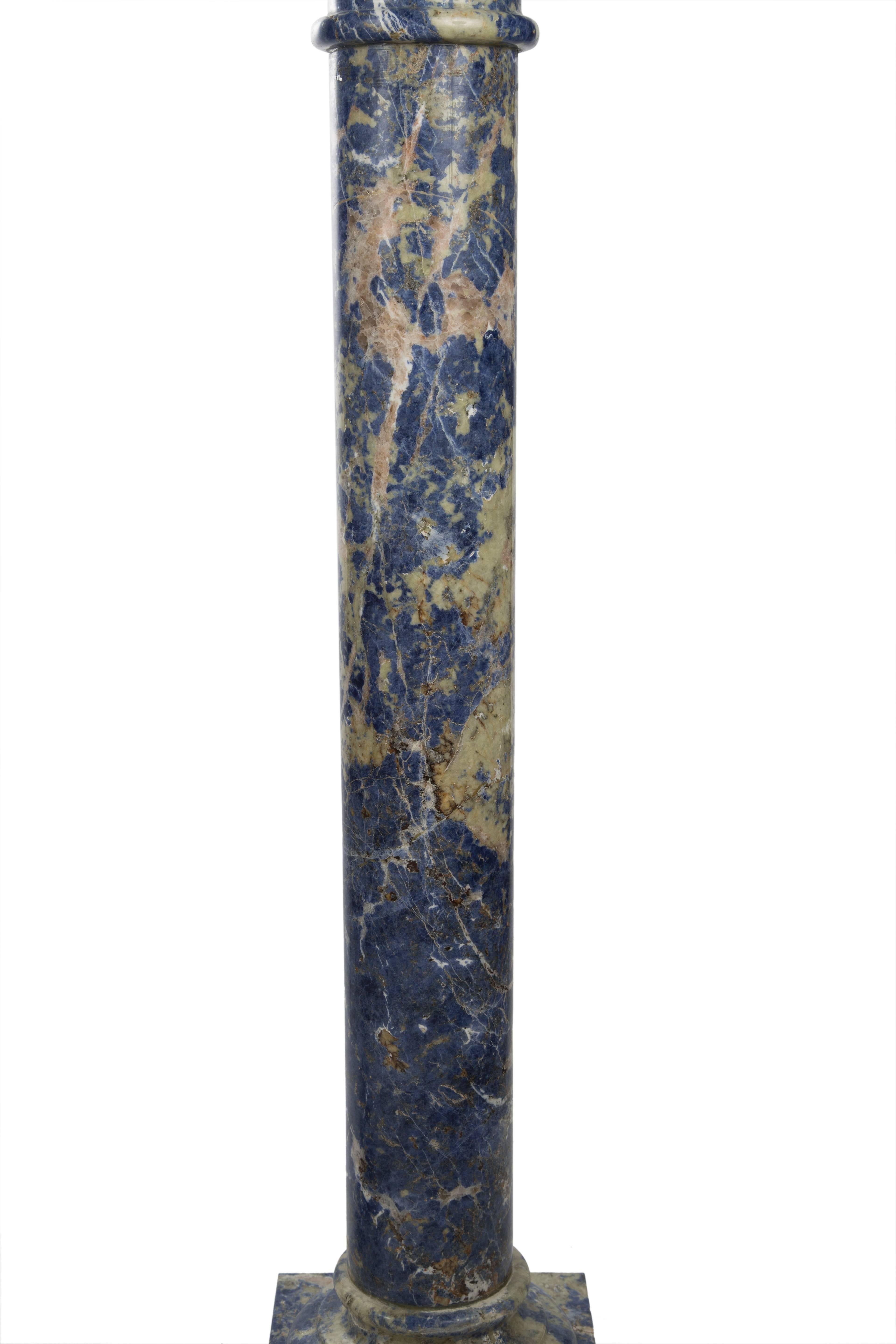 Pair of Lapis Lazuli Marble Pedestal Columns In Fair Condition In New York, NY