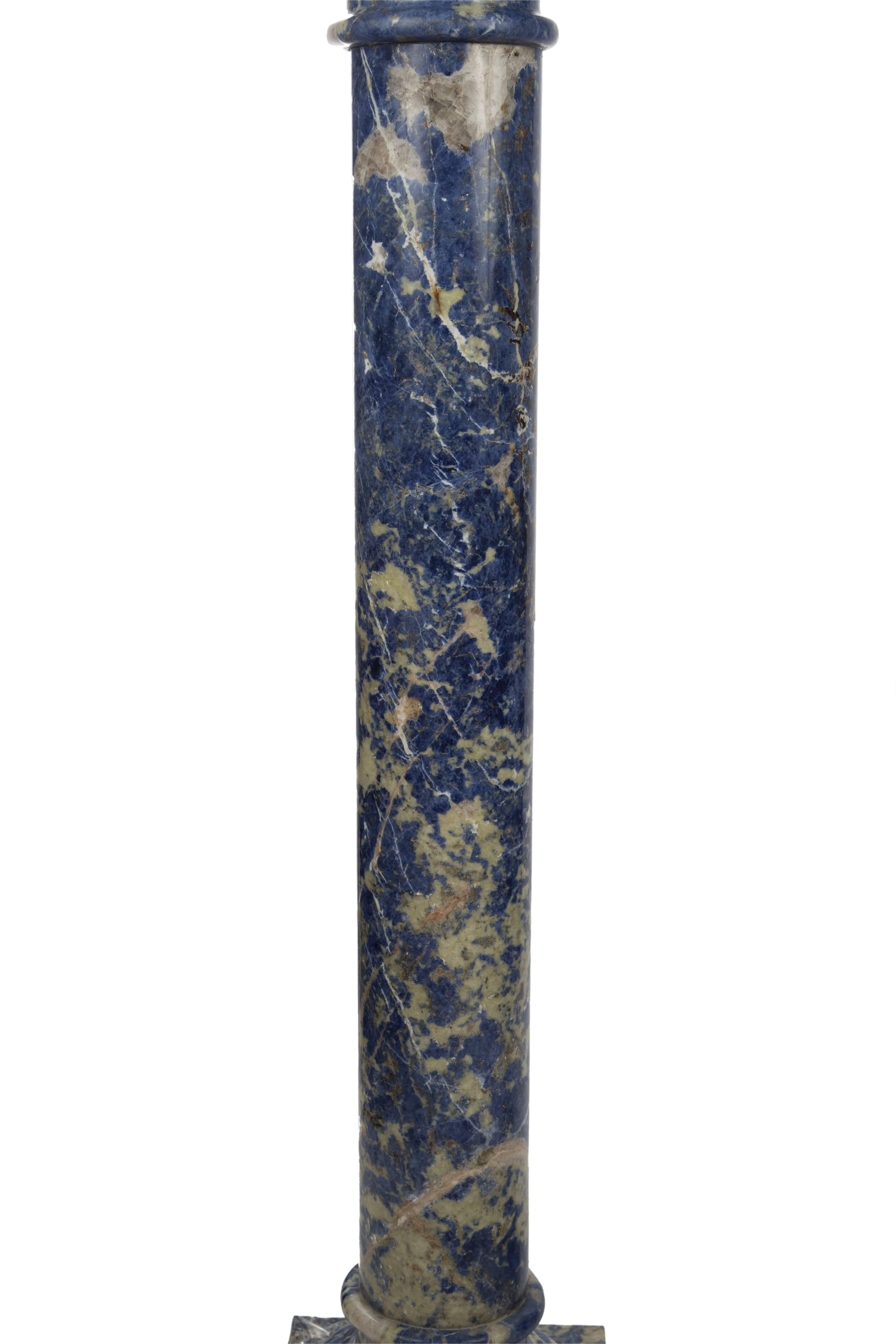 Italian Pair of Lapis Lazuli Marble Pedestal Columns