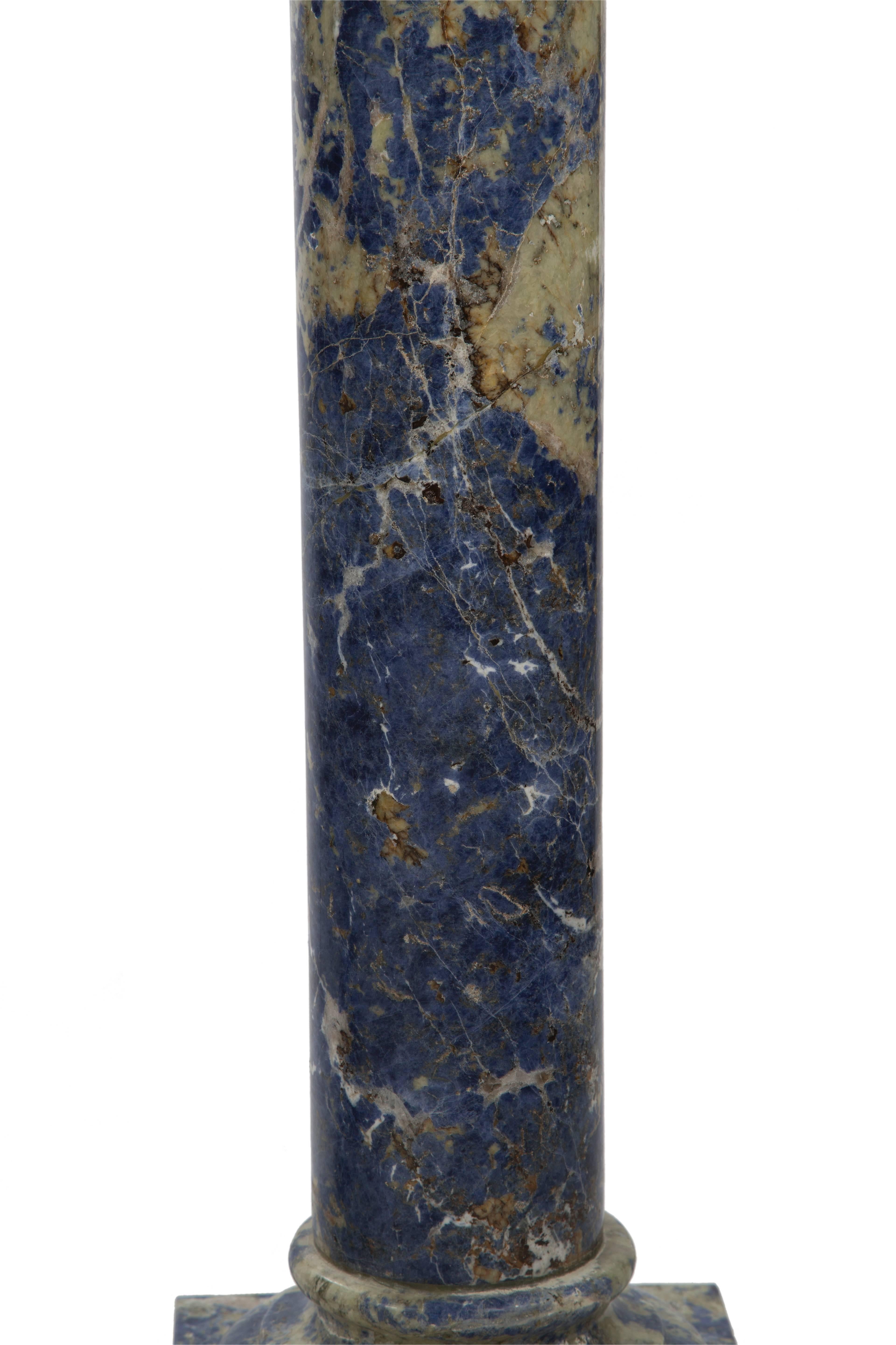 Pair of Lapis Lazuli Marble Pedestal Columns 2