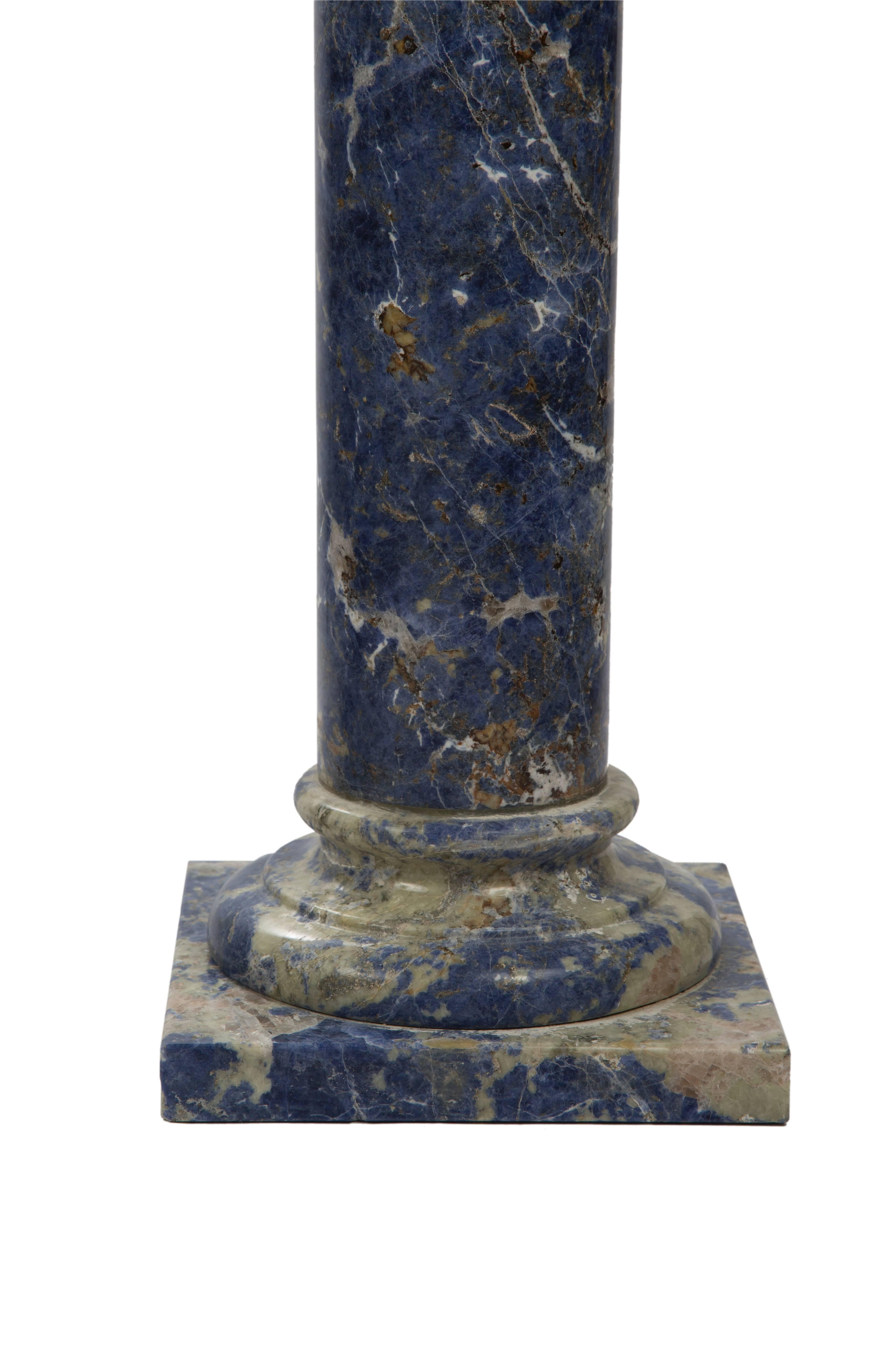 Pair of Lapis Lazuli Marble Pedestal Columns 1