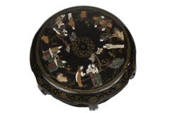 Chinese Black Lacquer Round Coffee Table