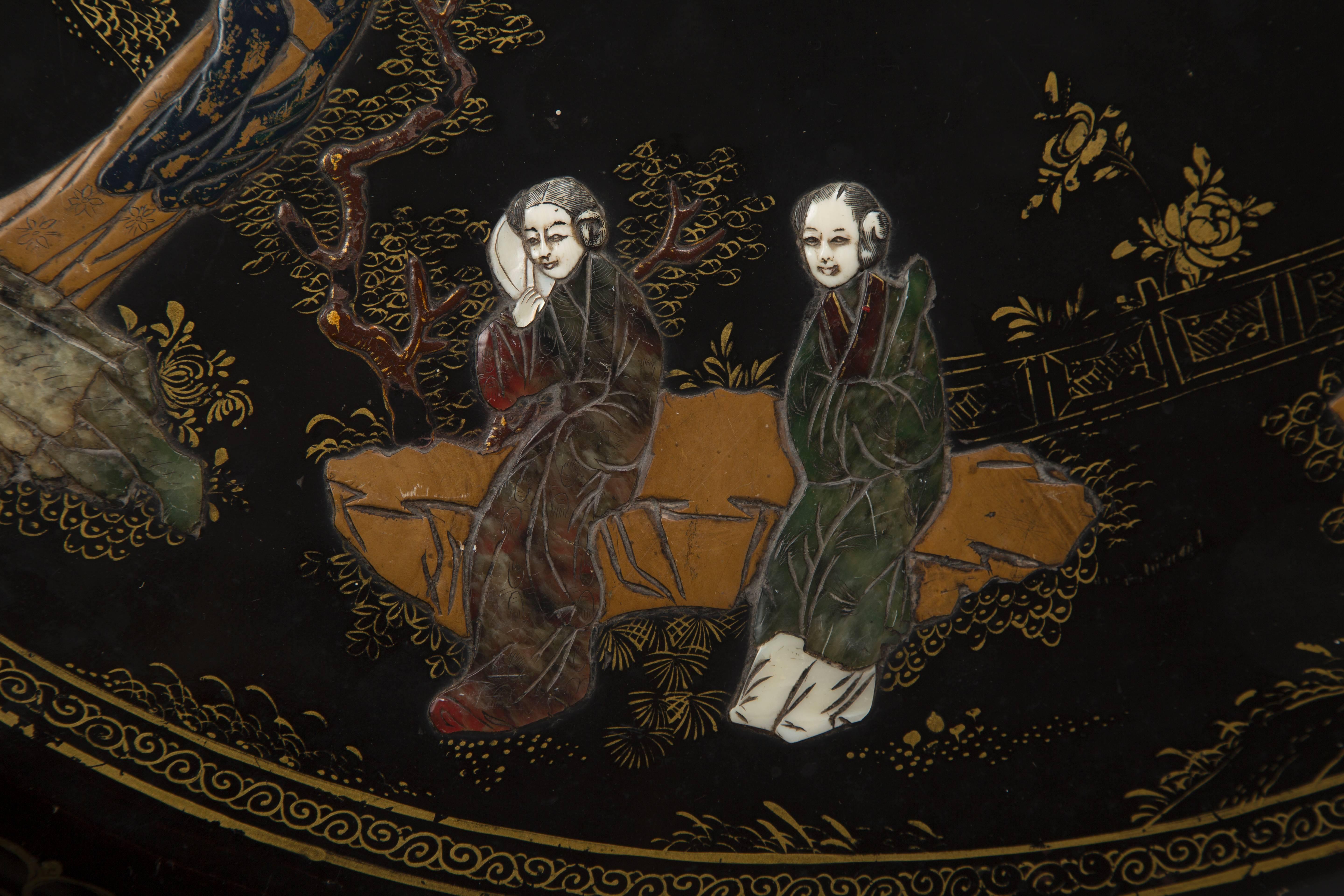 19th Century Chinese Black Lacquer Round Coffee Table