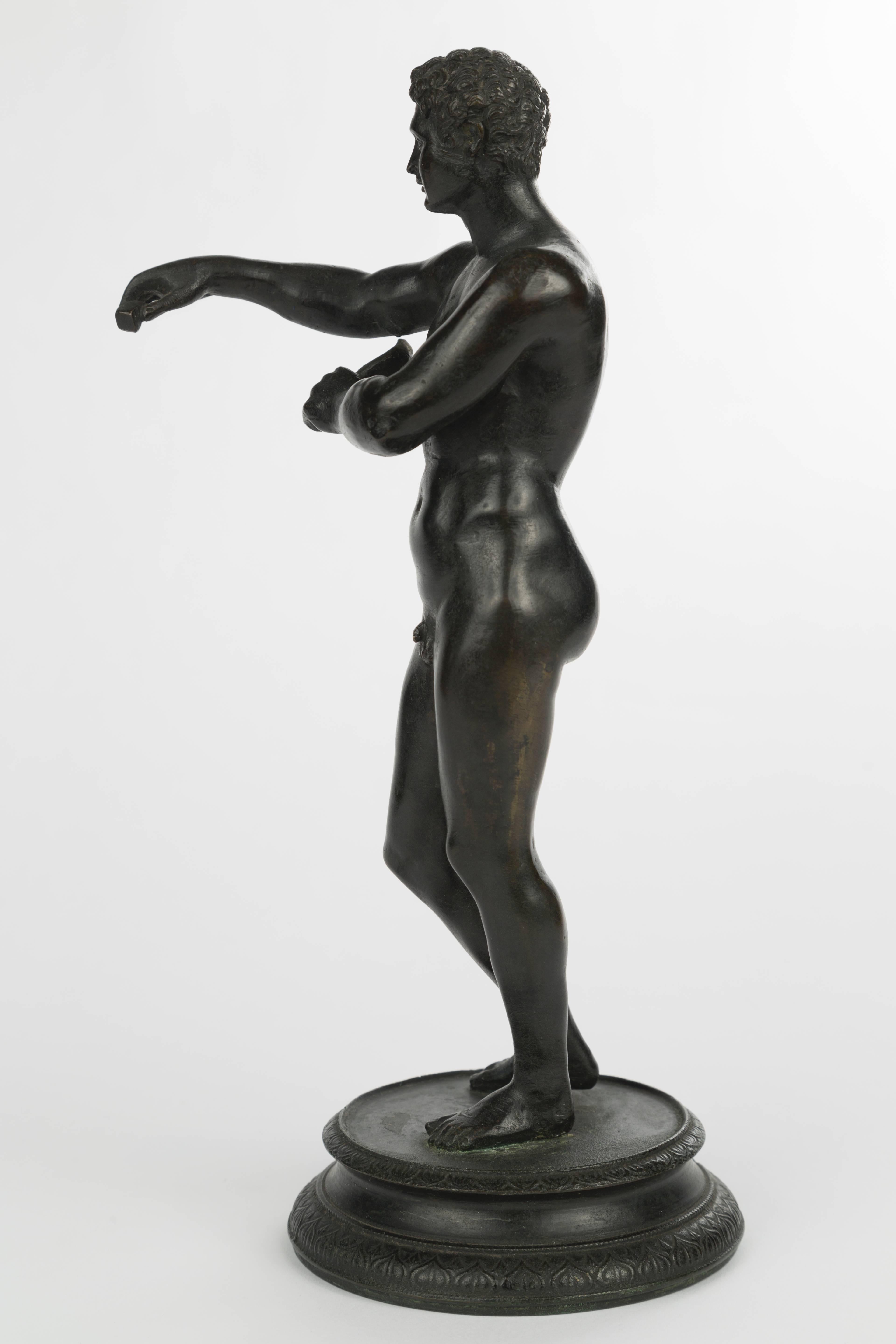 Patinated Italian Grand Tour Bronze Figure of an Athlete For Sale