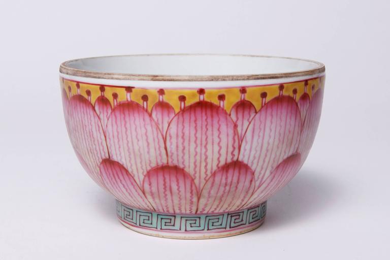 Pair of Chinese Porcelain Covered Lotus Bowls For Sale at 1stdibs