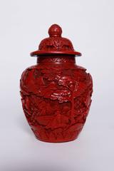 Pair of Chinese Cinnabar Covered Ginger Jars