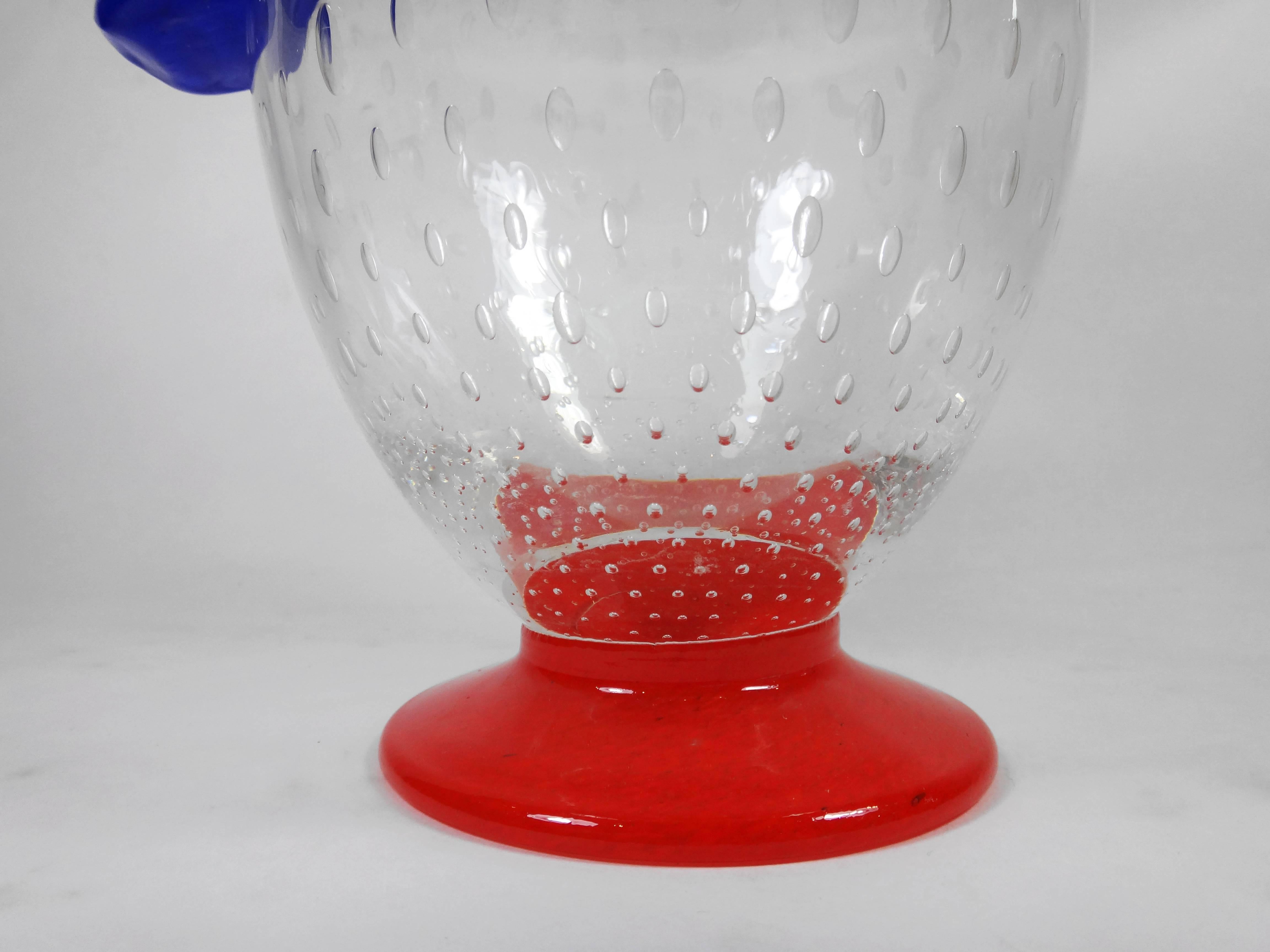 Blown Glass Italian Mid-Century Murano Art Glass Pitcher
